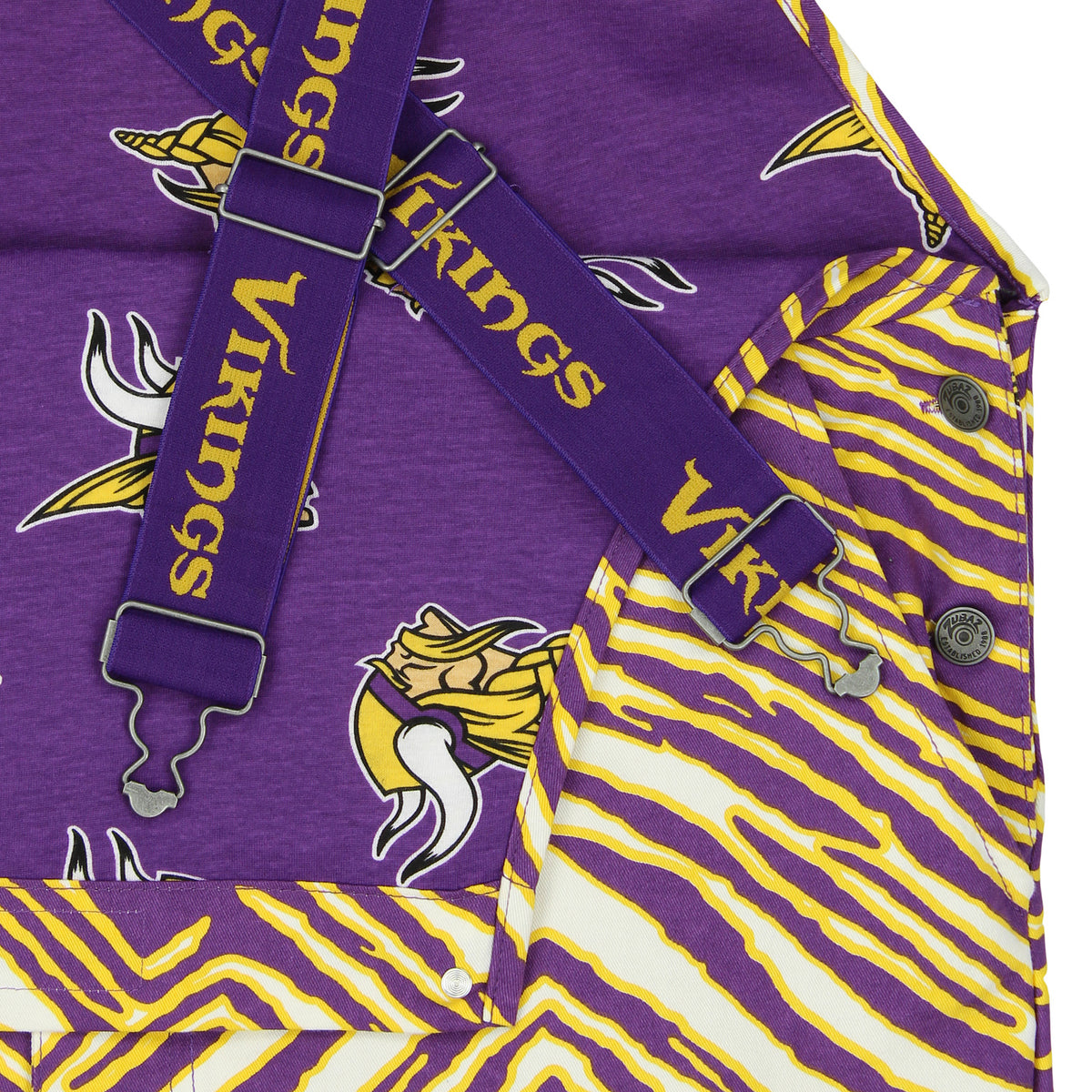 Zubaz NFL Unisex Zebra Lined Bib Overalls for Adult Men and Women, Minnesota Vikings - Official NFL Vikings Zubaz Apparel (5