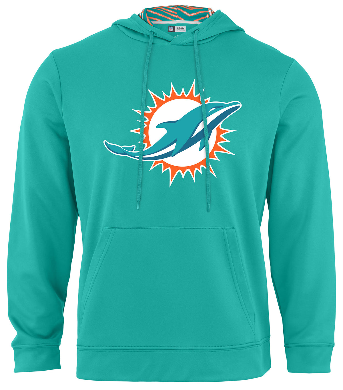 Zubaz NFL Miami Dolphins Men's Team Color Primary Logo Zebra Hood-Liner Hoodie