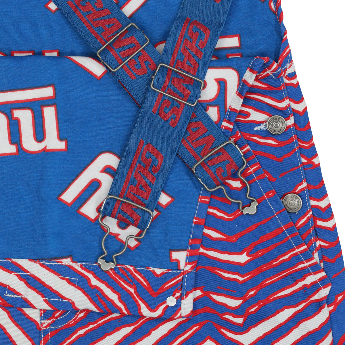 Zubaz NFL Unisex Zebra Lined Bib Overalls for Adult Men and Women, New York Giants - Official NFL Giants Zubaz Apparel (3 of