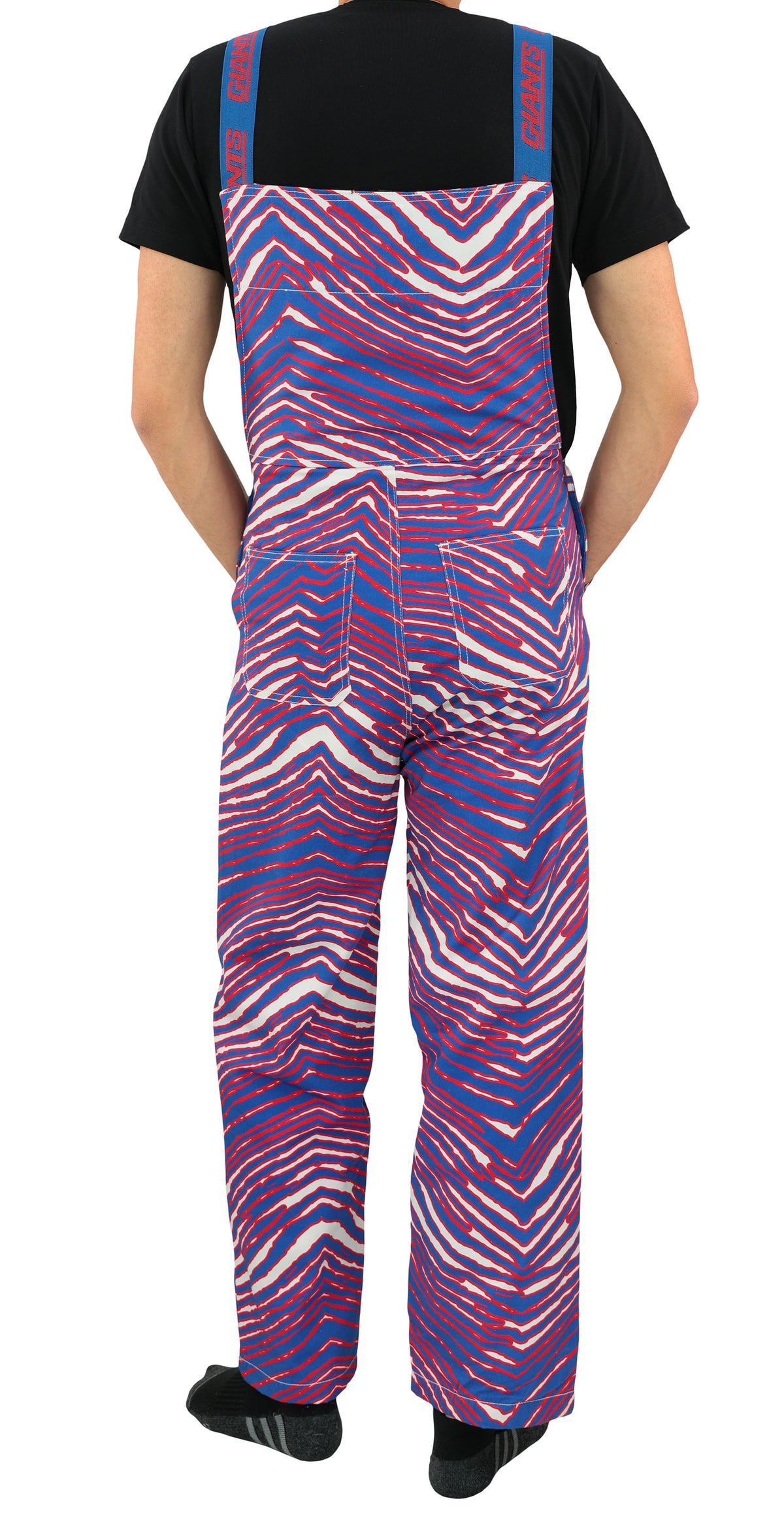 Zubaz NFL Unisex Zebra Lined Bib Overalls for Adult Men and Women, New York Giants - Official NFL Giants Zubaz Apparel (4 of
