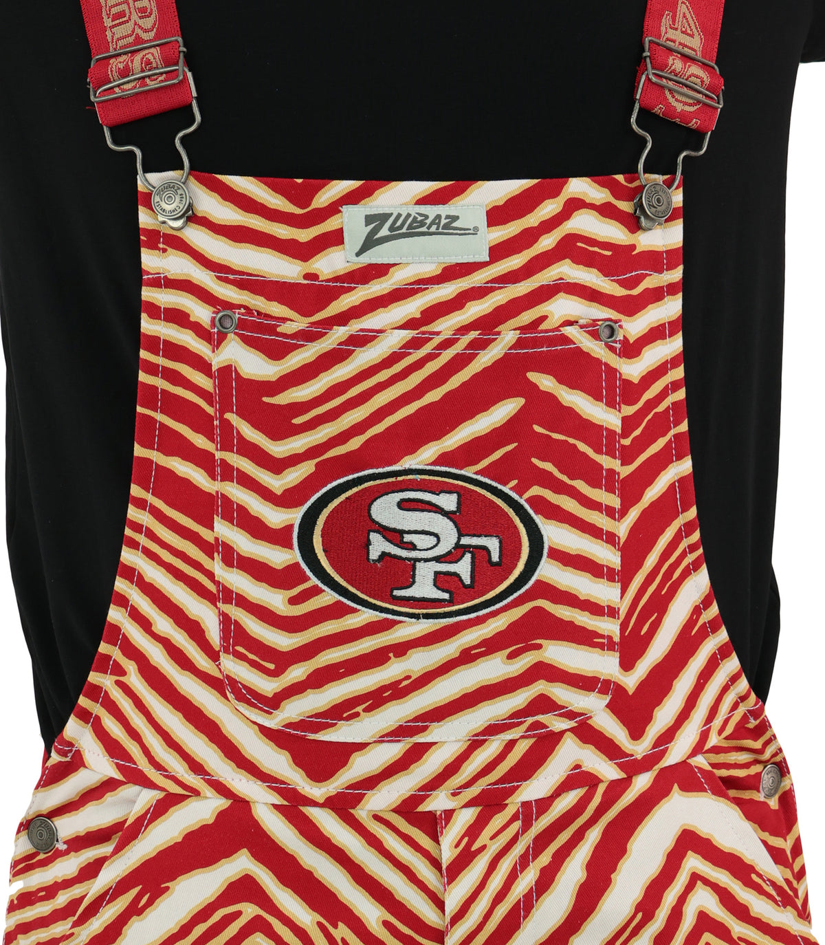 Zubaz NFL Unisex Zebra Lined Bib Overalls for Adult Men and Women, San Francisco 49ers - Official NFL 49ers Zubaz Apparel (3