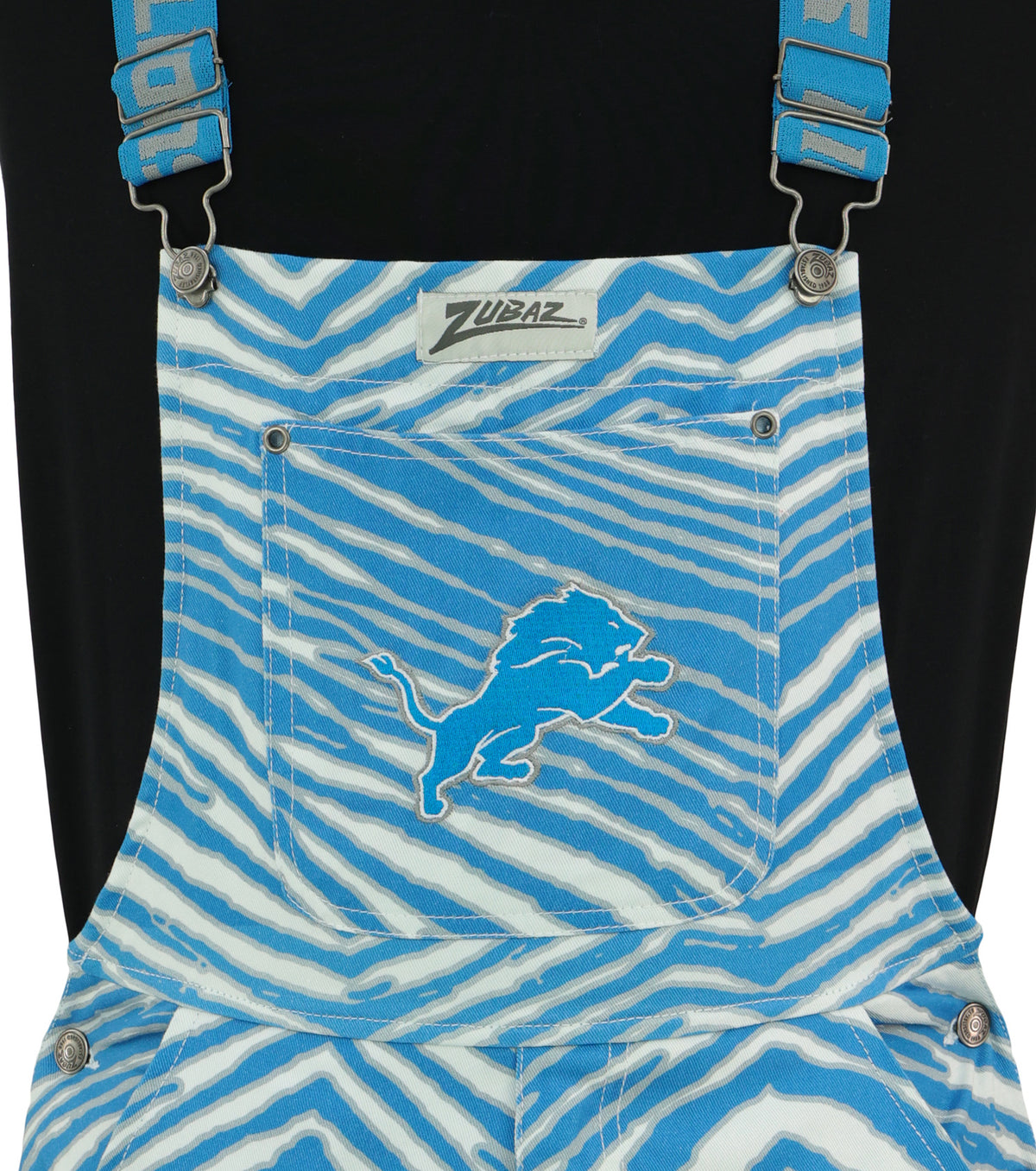 Zubaz NFL Unisex Zebra Lined Bib Overalls for Adult Men and Women, Detroit Lions - Official NFL Lions Zubaz Apparel (3 of 4)