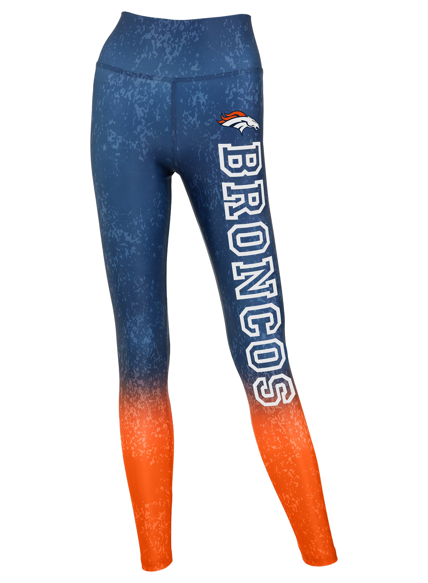 Zubaz NFL Women's Distressed Gradient Leggings with Team Wordmark Denver Broncos - Official NFL Broncos Zubaz Apparel (1 of 2