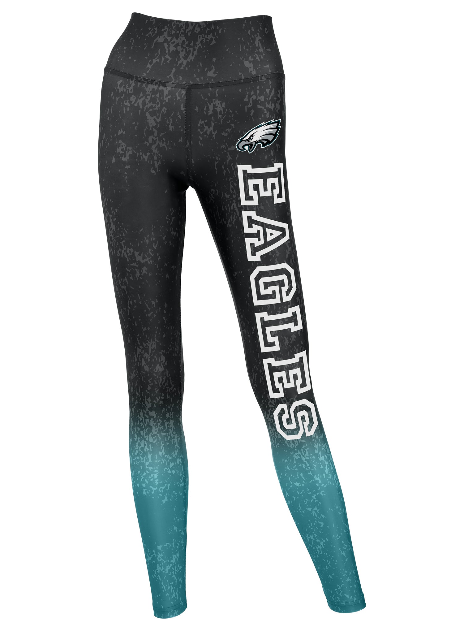 Zubaz NFL Women's Distressed Gradient Leggings with Team Wordmark Philadelphia Eagles - Official NFL Eagles Zubaz Apparel (1