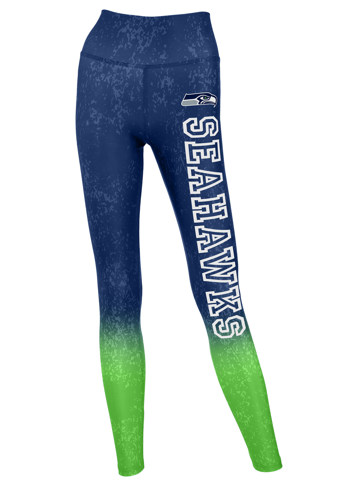 Zubaz NFL Women's Distressed Gradient Leggings with Team Wordmark Seattle Seahawks - Official NFL Seahawks Zubaz Apparel (1 o