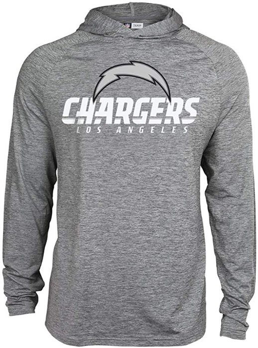 Zubaz NFL Football Men's Los Angeles Chargers Tonal Gray Lightweight Hoodie