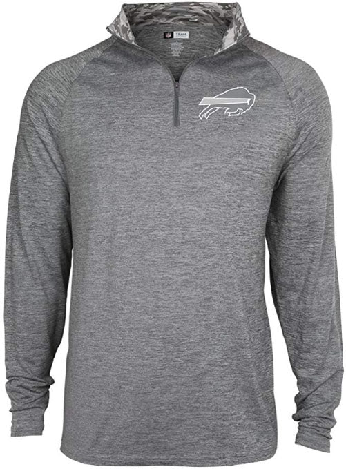Zubaz NFL Football Men's Buffalo Bills Tonal Gray Quarter Zip Sweatshirt