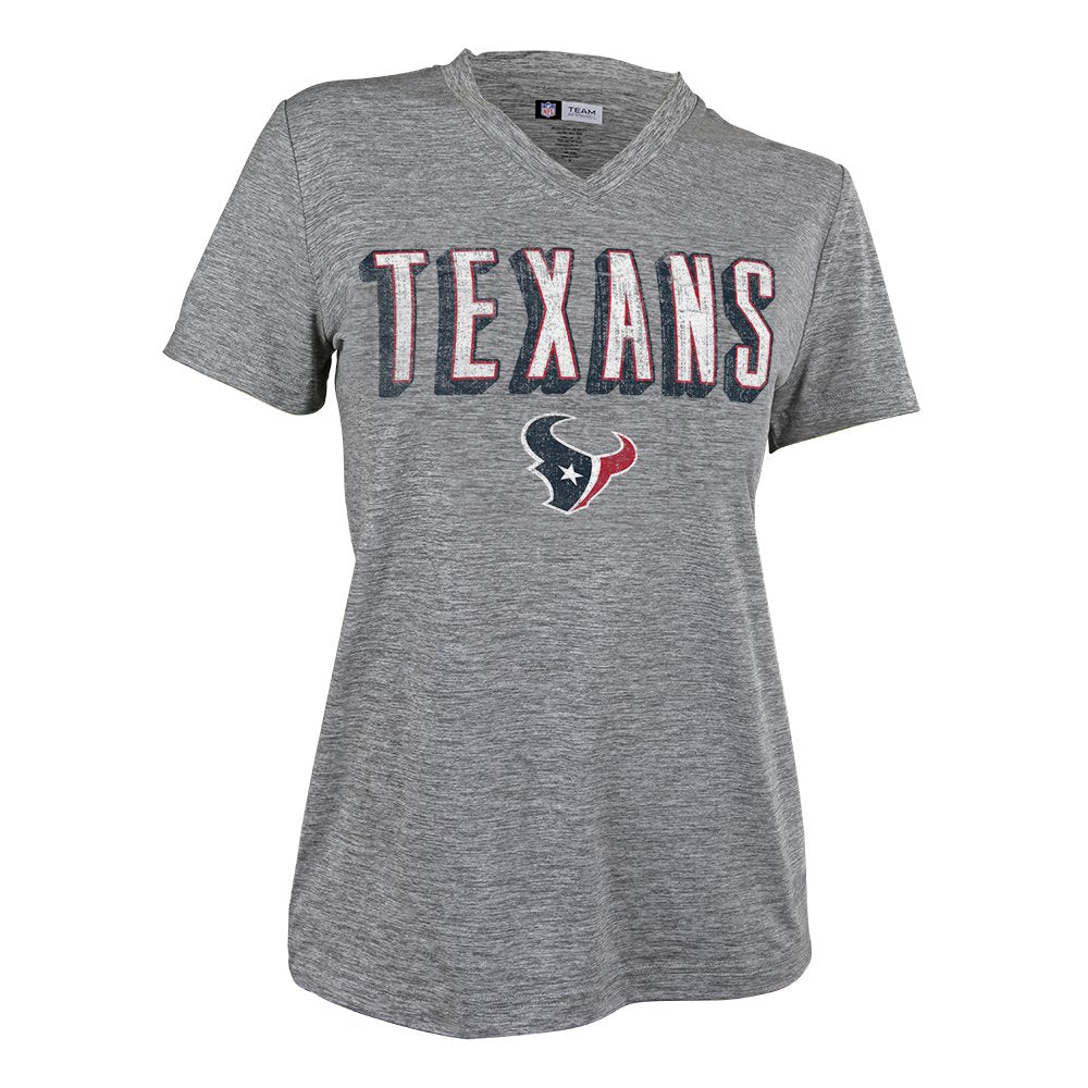 Zubaz NFL Women's Houston Texans Retro Zebra V-Neck T-Shirt