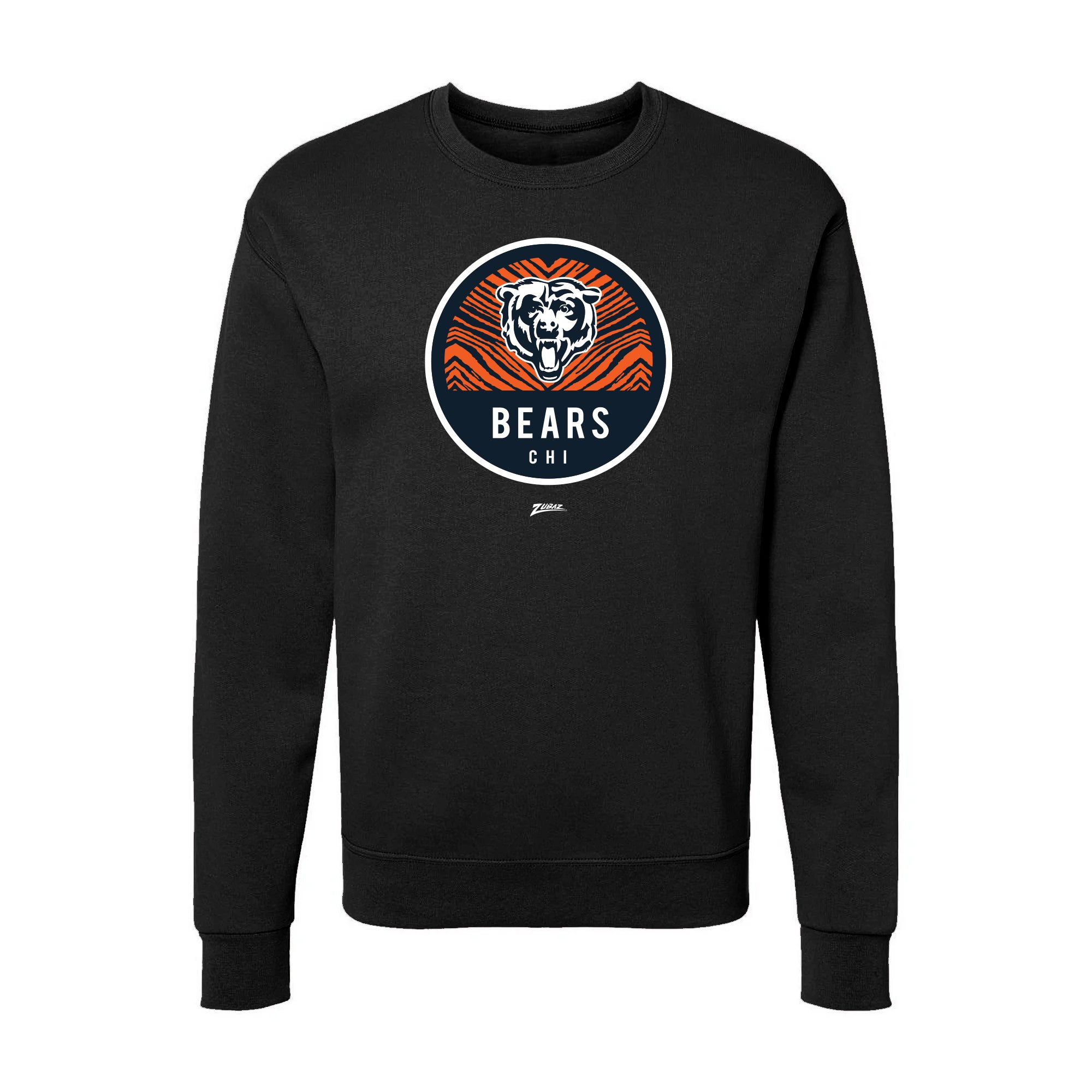 Zubaz NFL Chicago Bears Unisex Adult Men's & Women's Pullover Fleece Crew Neck Sweatshirt, Z2C Dime Back, Black - Official NF