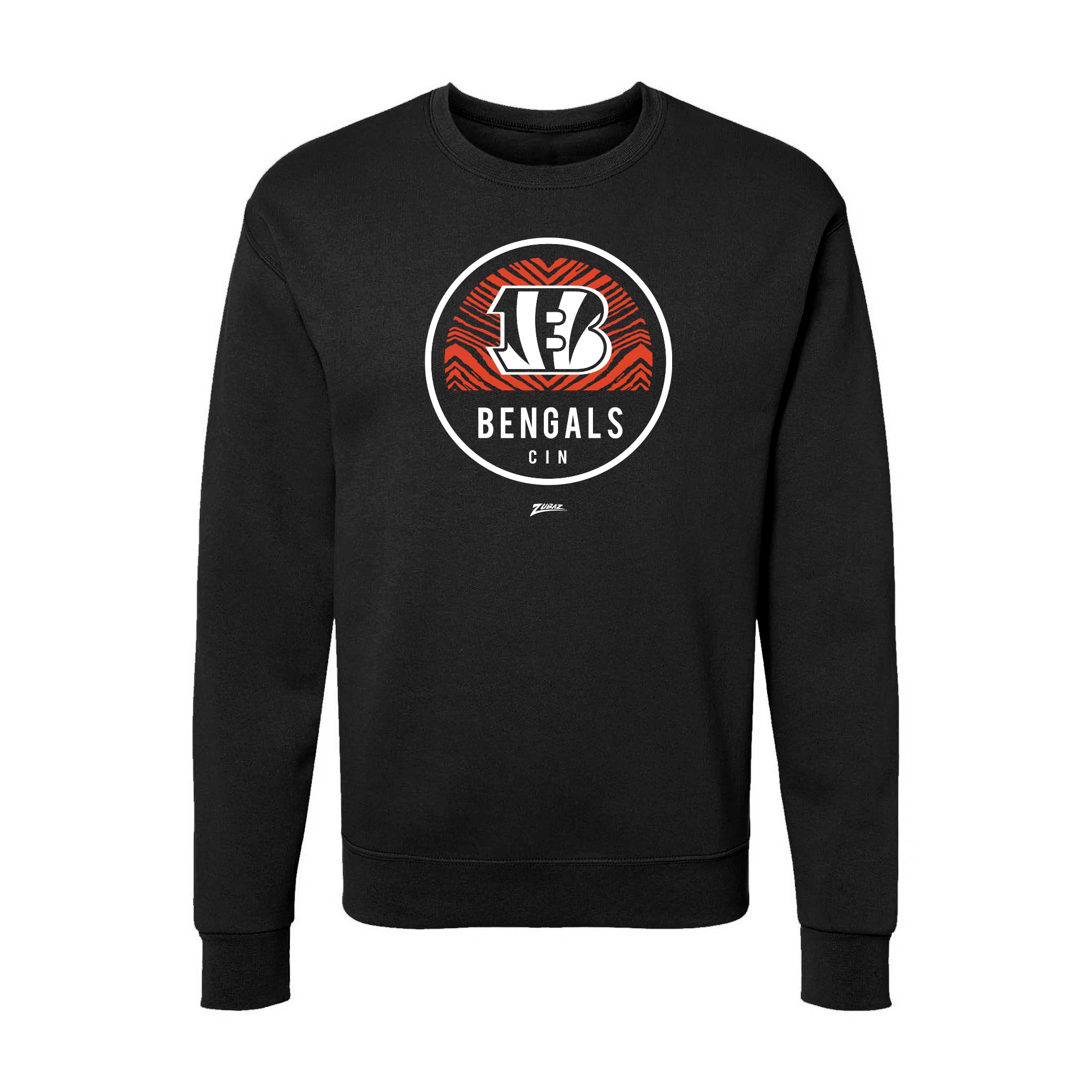 Zubaz NFL Cincinnati Bengals Unisex Adult Men's & Women's Pullover Fleece Crew Neck Sweatshirt, Z2C Dime Back, Black - Offici