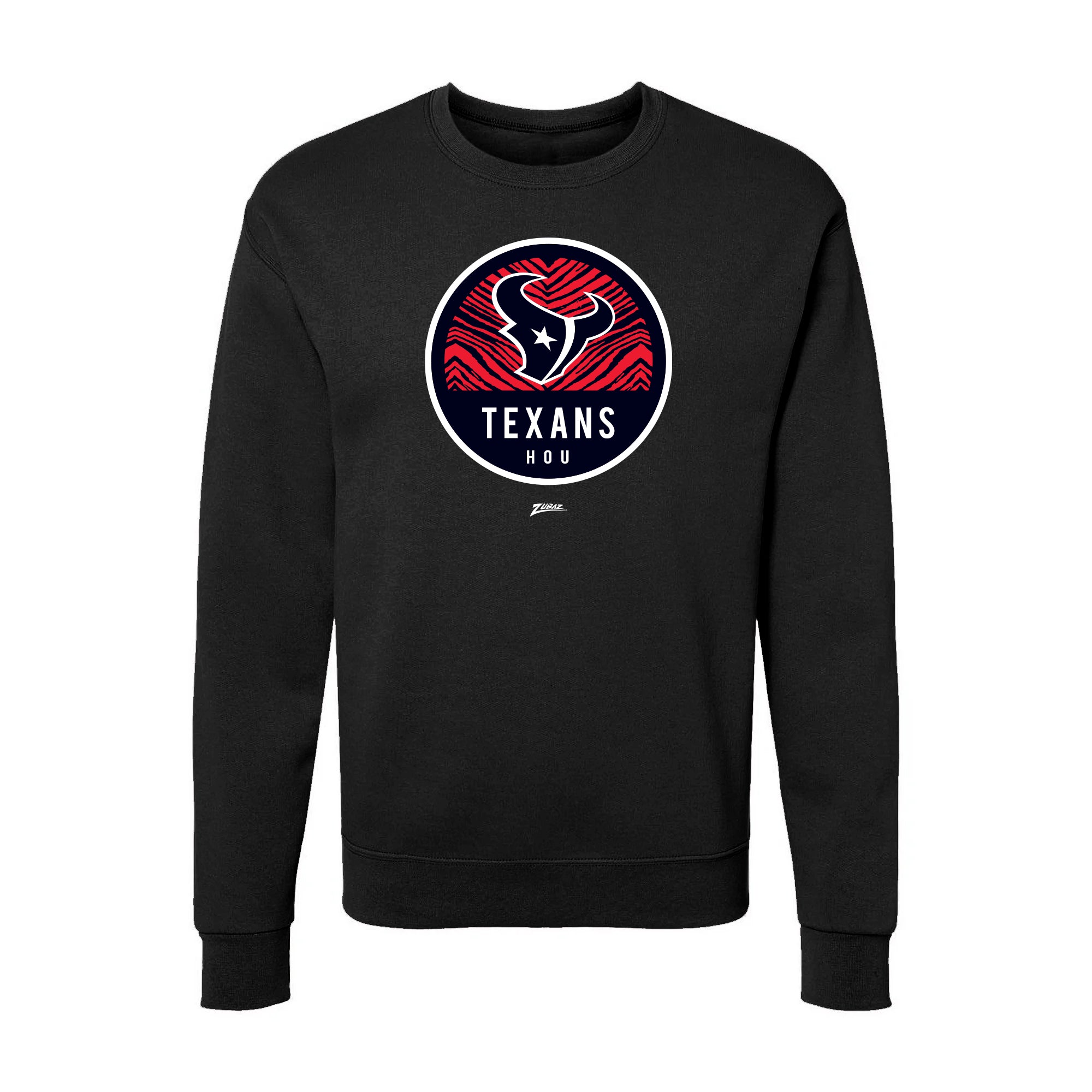 Zubaz NFL Houston Texans Unisex Adult Men's & Women's Pullover Fleece Crew Neck Sweatshirt, Z2C Dime Back, Black - Official N