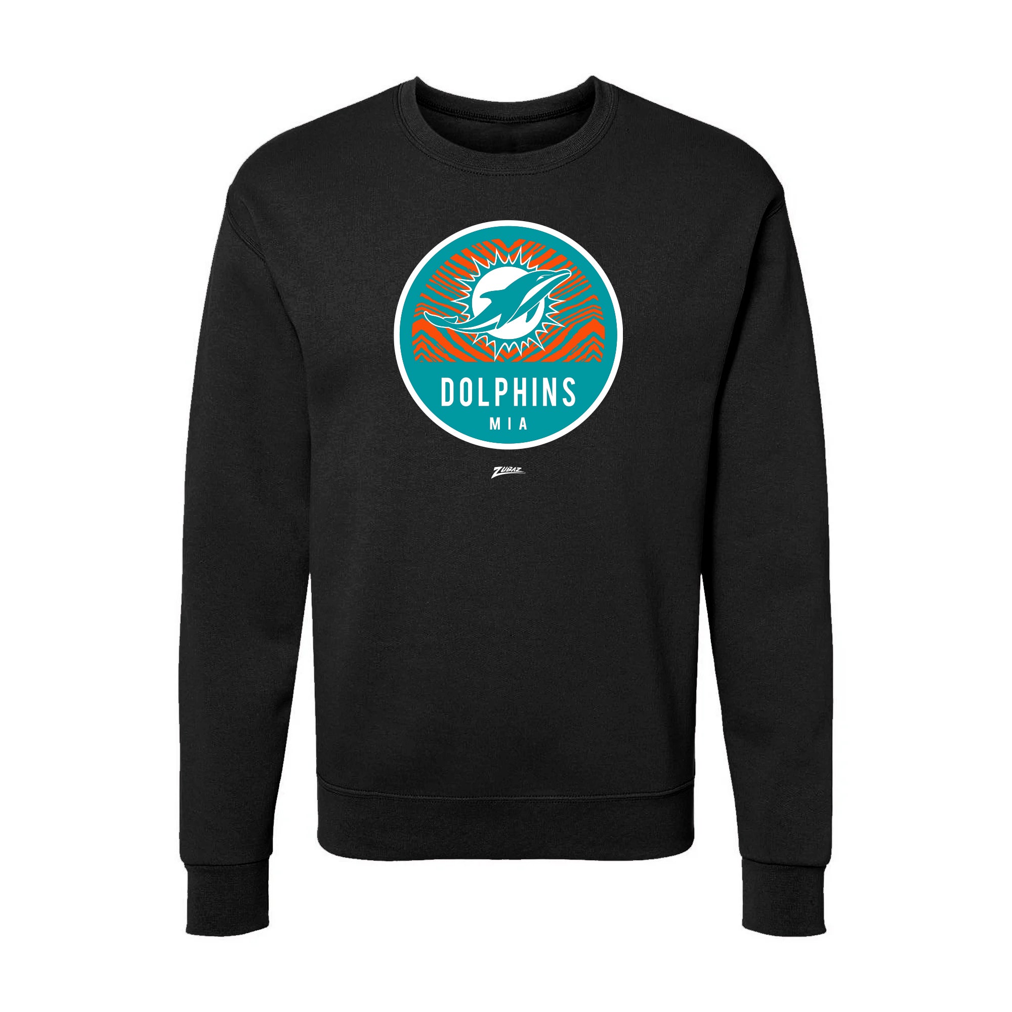 Zubaz NFL Miami Dolphins Unisex Adult Men's & Women's Pullover Fleece Crew Neck Sweatshirt, Z2C Dime Back, Black - Official N