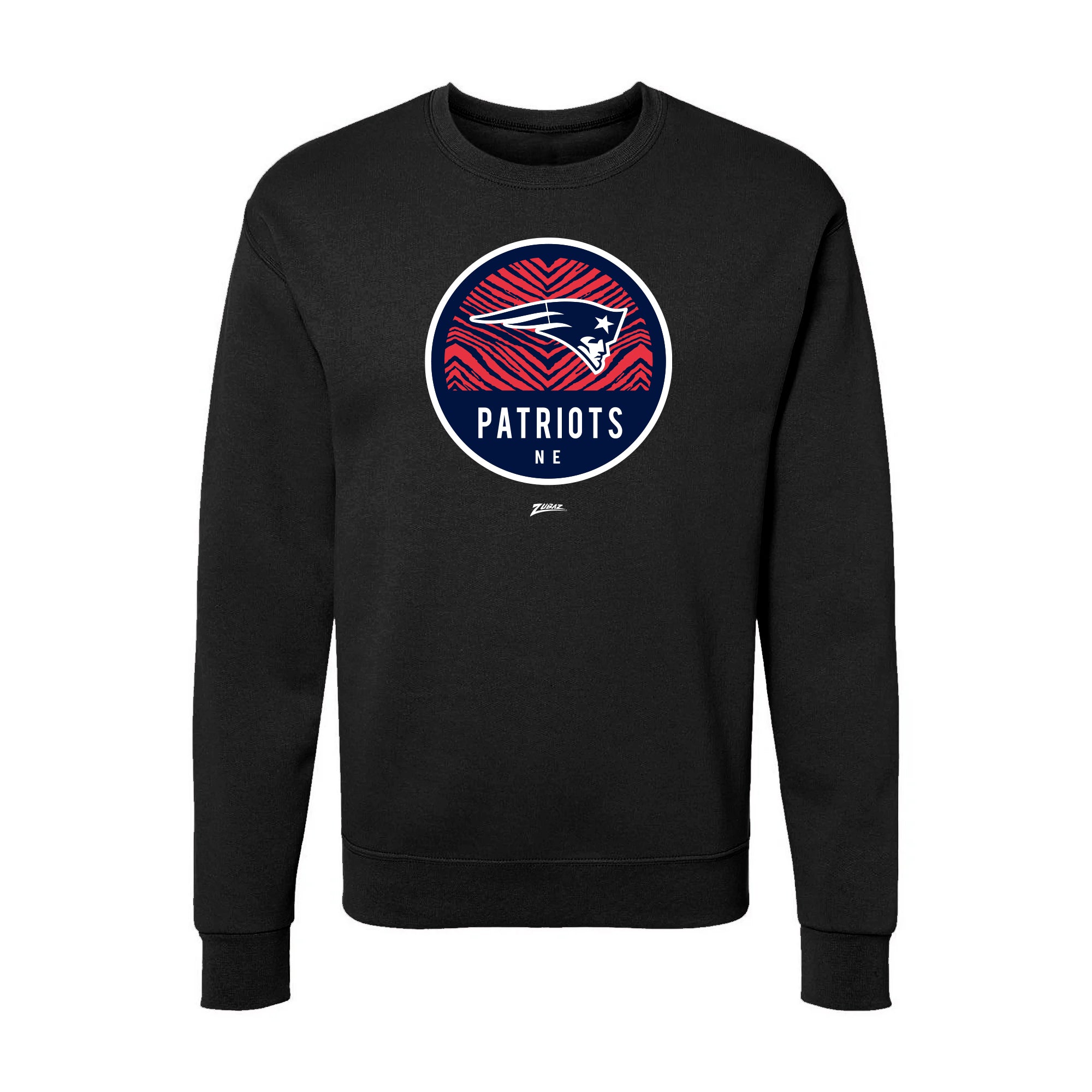 Zubaz NFL New England Patriots Unisex Adult Men's & Women's Pullover Fleece Crew Neck Sweatshirt, Z2C Dime Back, Black - Offi