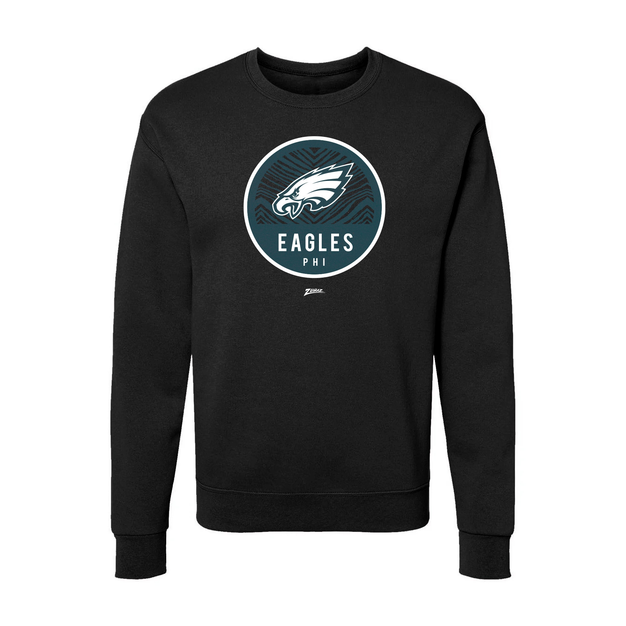 Zubaz NFL Philadelphia Eagles Unisex Adult Men's & Women's Pullover Fleece Crew Neck Sweatshirt, Z2C Dime Back, Black - Offic