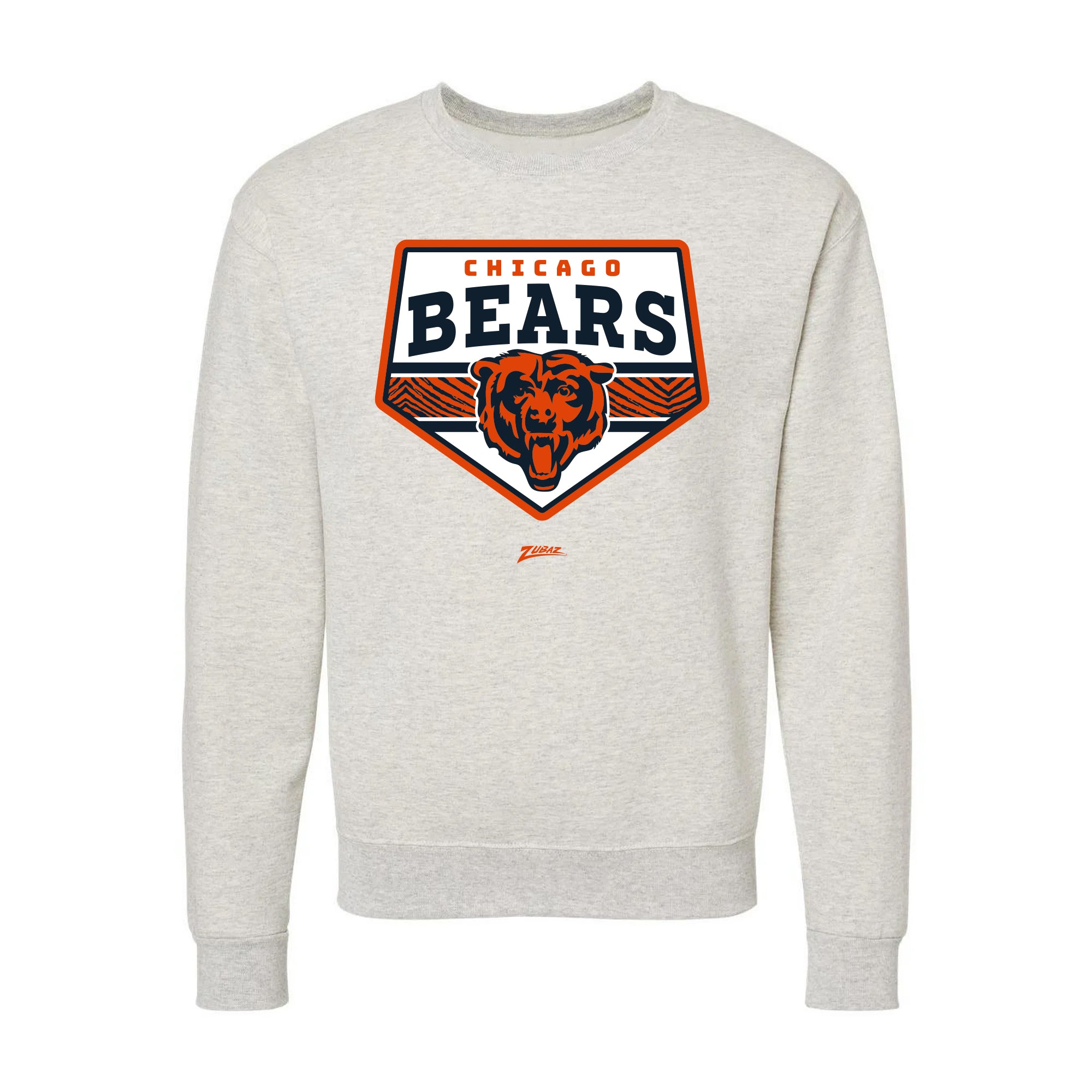 Zubaz NFL Chicago Bears Unisex Adult Men's & Women's Pullover Fleece Crew Neck Sweatshirt, Z2C Chip Shot, Oatmeal Heather - O