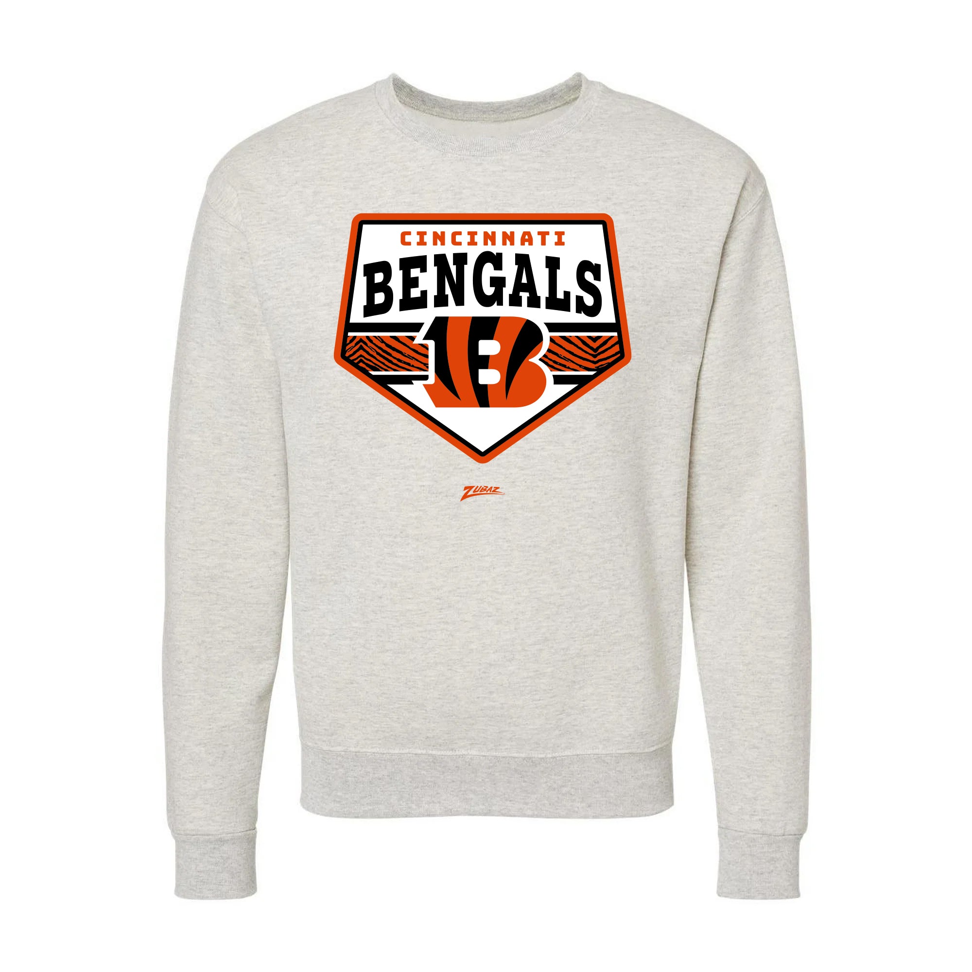 Zubaz NFL Cincinnati Bengals Unisex Adult Men's & Women's Pullover Fleece Crew Neck Sweatshirt, Z2C Chip Shot, Oatmeal Heathe