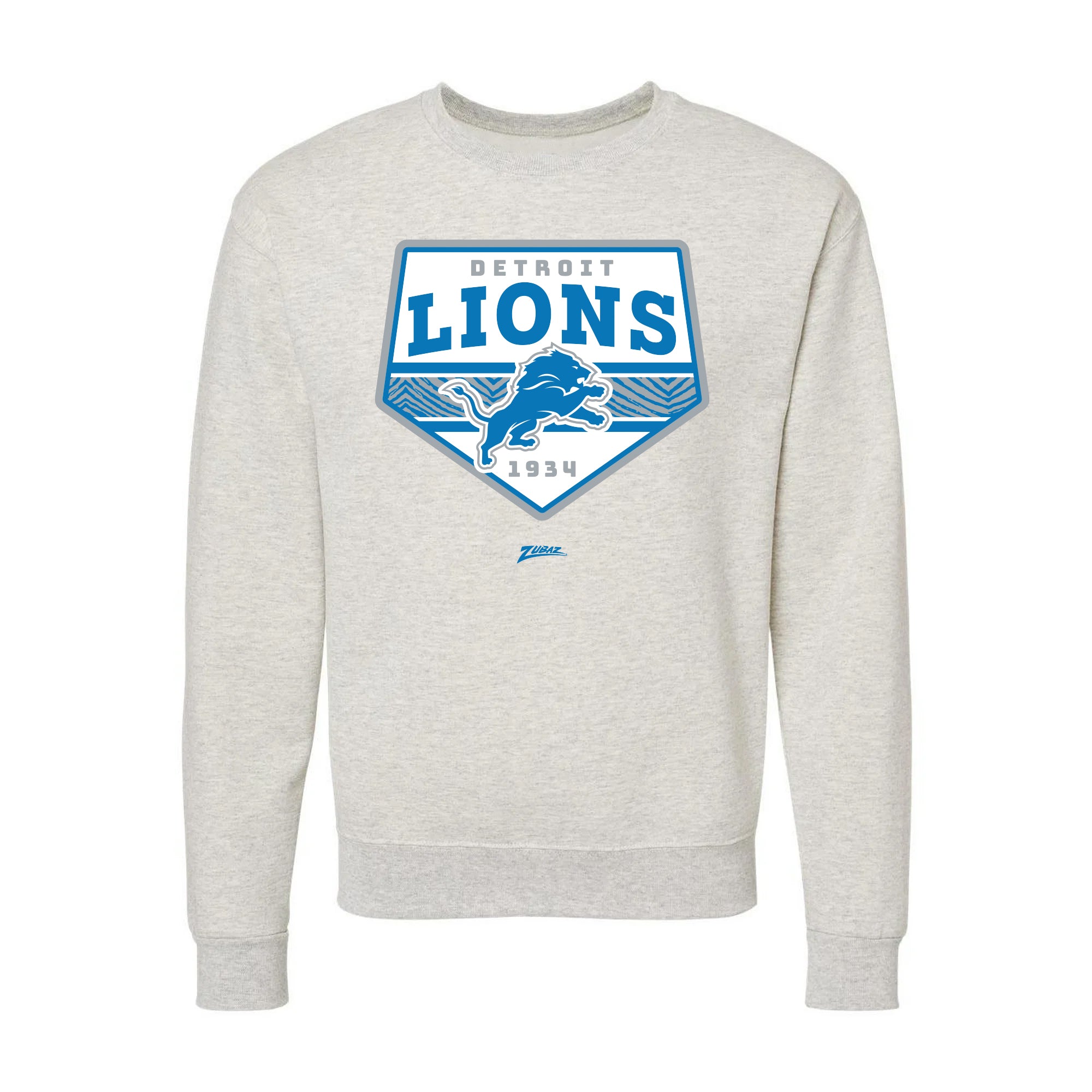 Zubaz NFL Detroit Lions Unisex Adult Men's & Women's Pullover Fleece Crew Neck Sweatshirt, Z2C Chip Shot, Oatmeal Heather - O