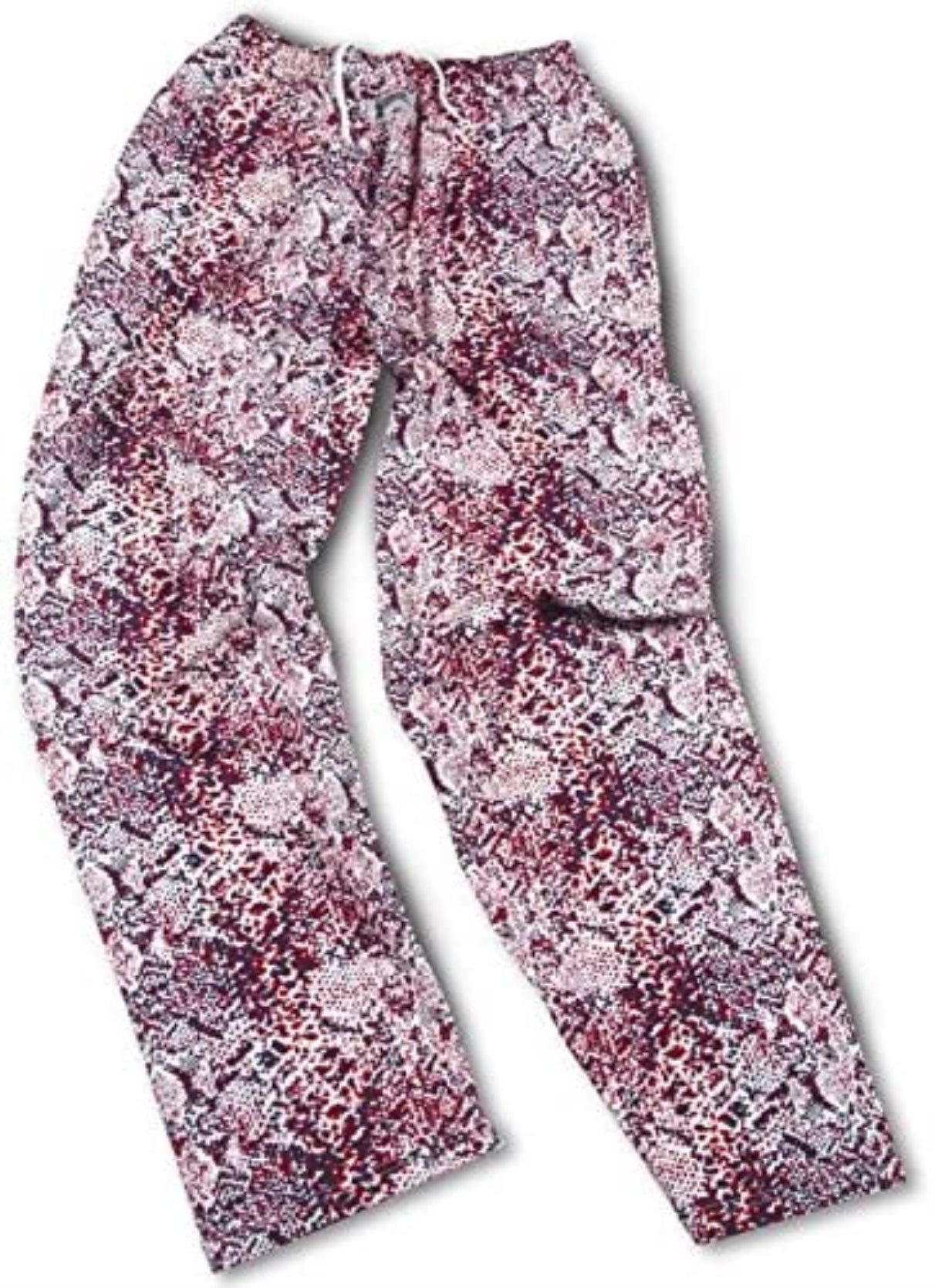 Zubaz Unisex Classic Loose Fitting Lightweight Pants, Red/Blue Snakeskin