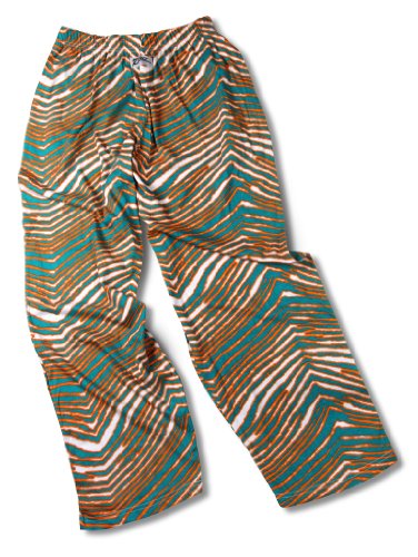Zubaz Unisex Classic Loose Fitting Lightweight Pants, Orange & Aqua - Zubaz Official Sports Apparel