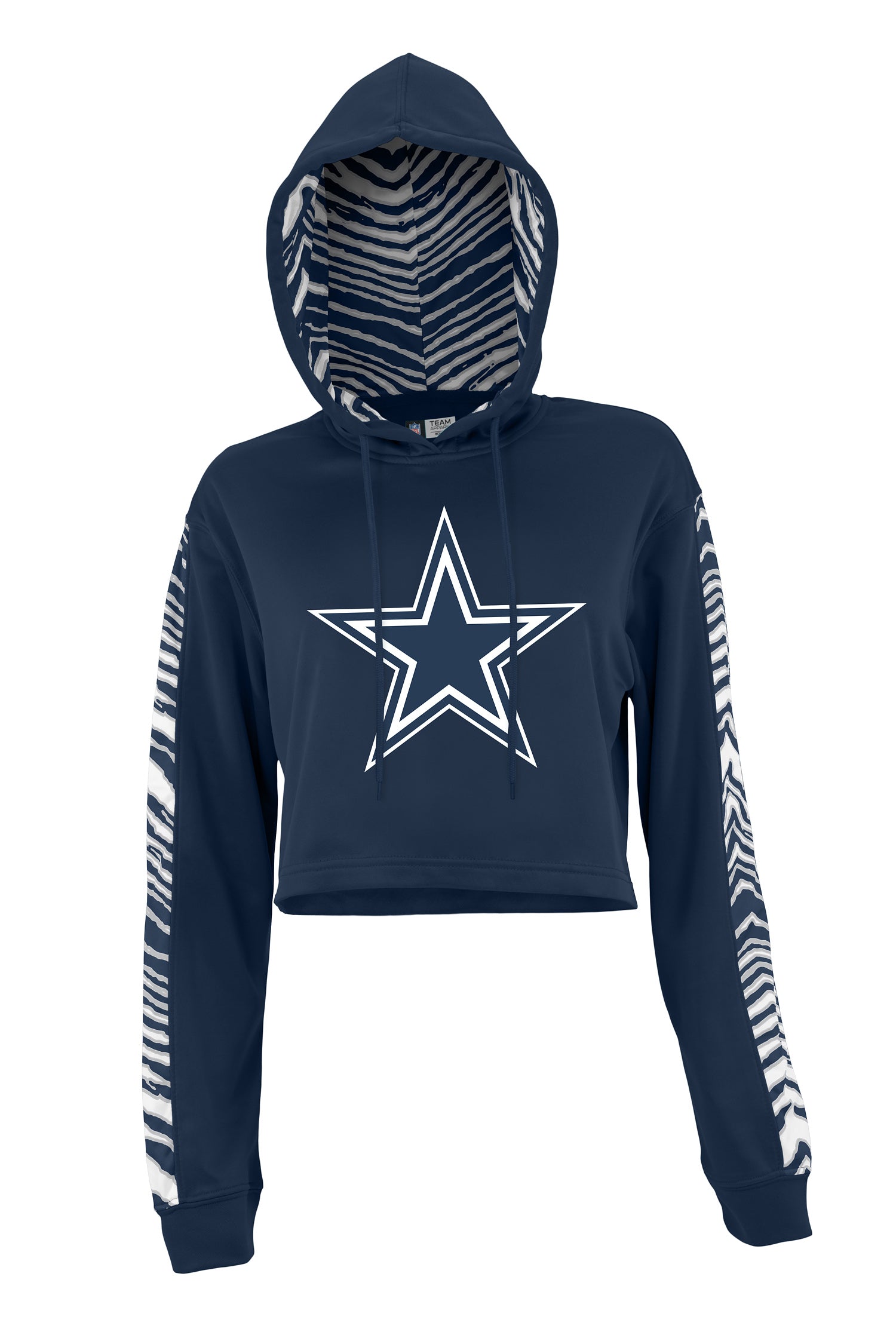 Zubaz NFL Women's Dallas Cowboys Zebra Team Logo Crop Top Hoodie, Size X-Small - Official NFL Cowboys Zubaz Apparel (1 of 2)