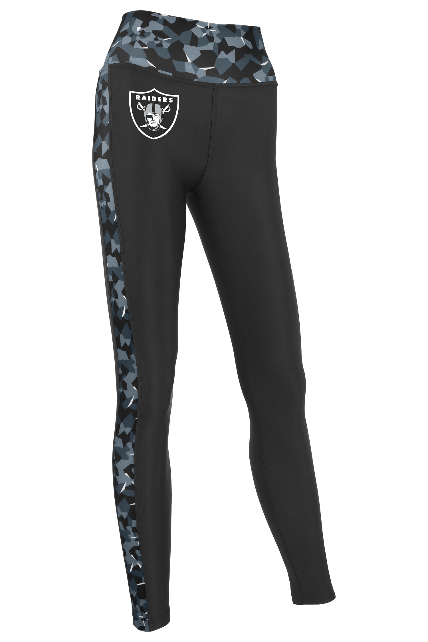 ZUBAZ NFL Women's Las Vegas Raiders Black Leggings, High-Waisted Athletic Fit, Diamond Pattern Detail - Official NFL Raiders