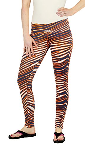 Zubaz Ladies Sport Team Legging Pants, Navy/Orange/White - Zubaz Official Sports Apparel