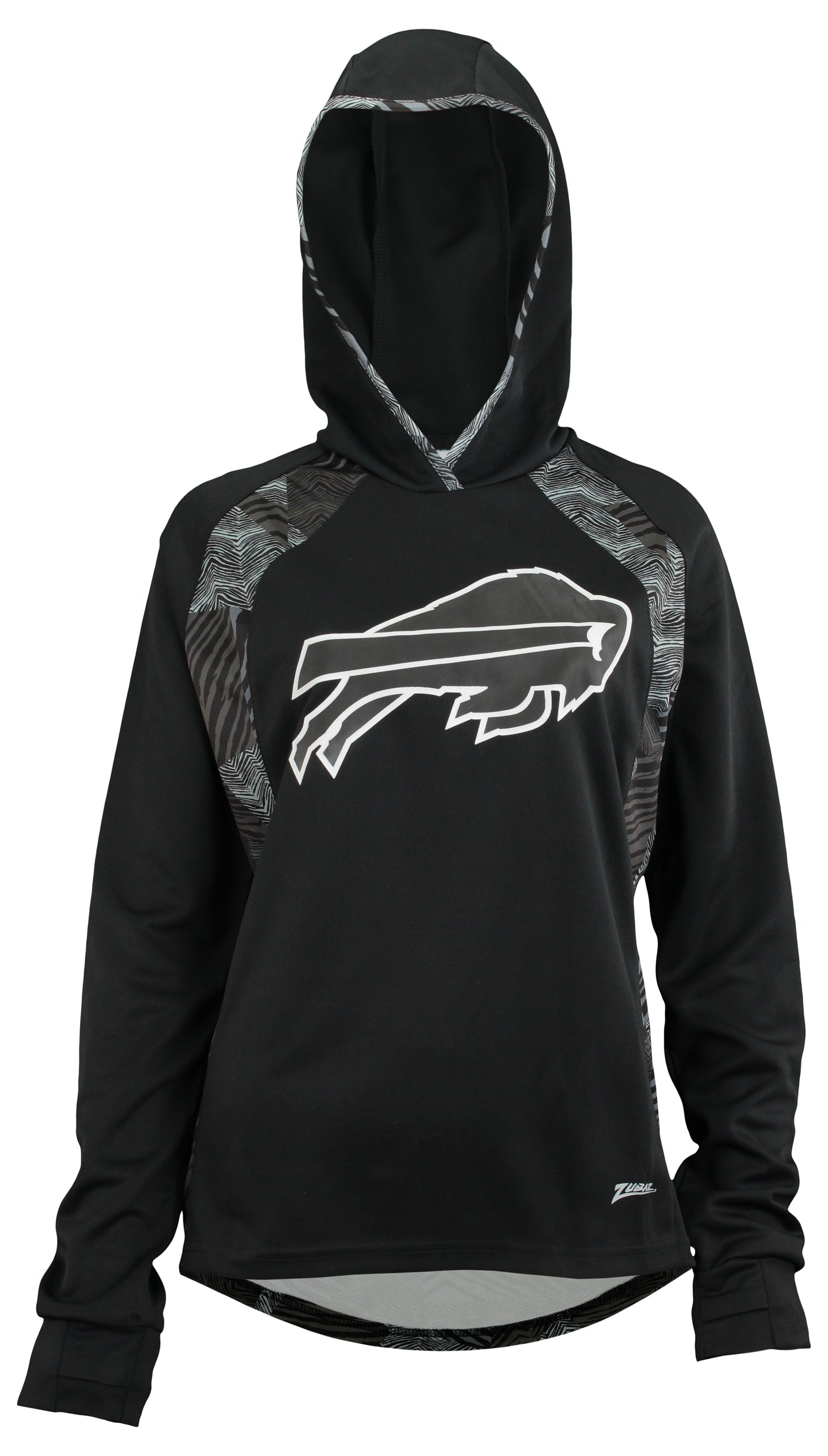 Zubaz NFL Women's Buffalo Bills Elevated Team Logo Black Light Weight Hoodie - Official NFL Bills Zubaz Apparel (1 of 2)