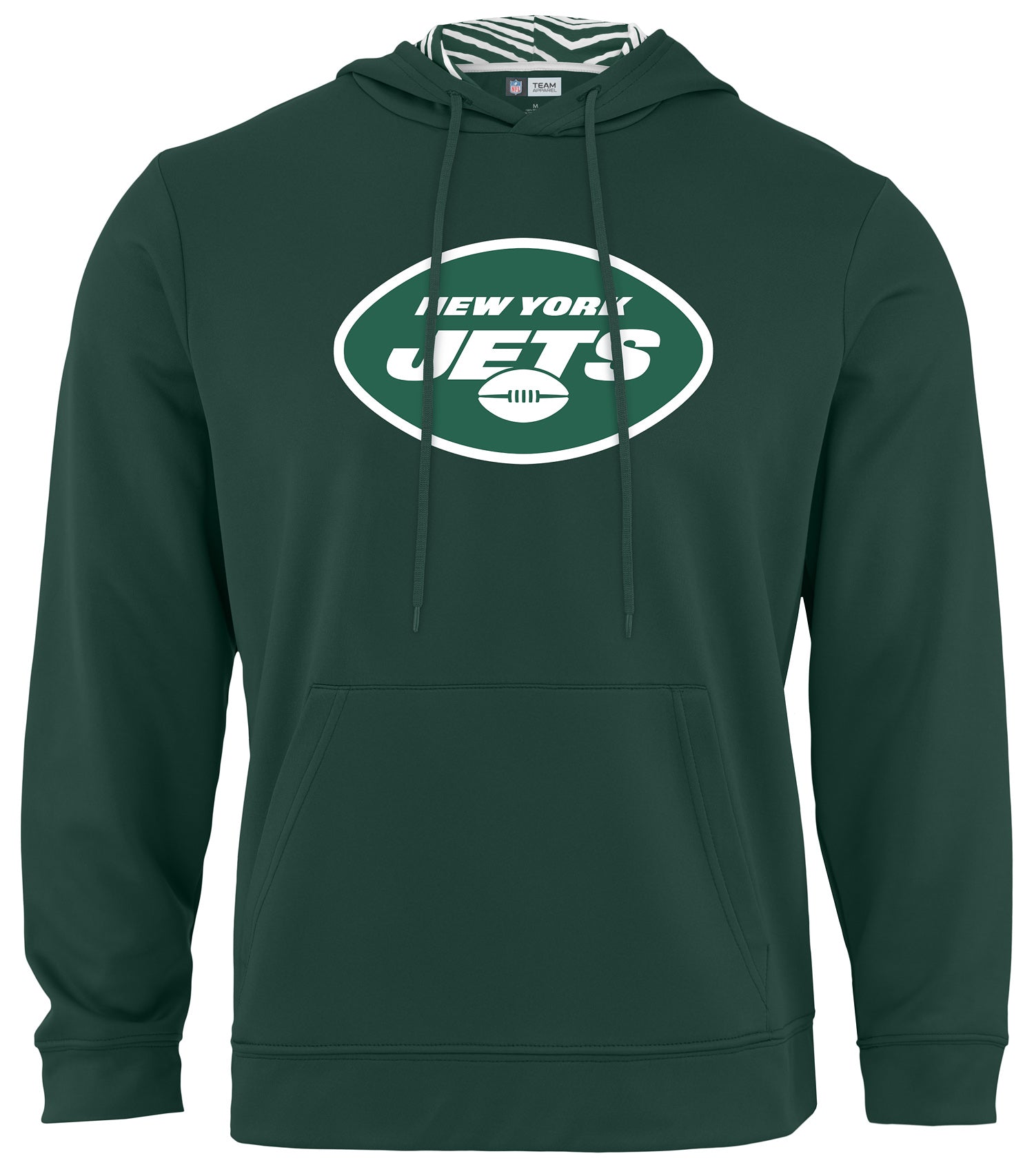 Zubaz NFL Men's New York Jets Team Color Primary Logo With Zebra Hood Liner
