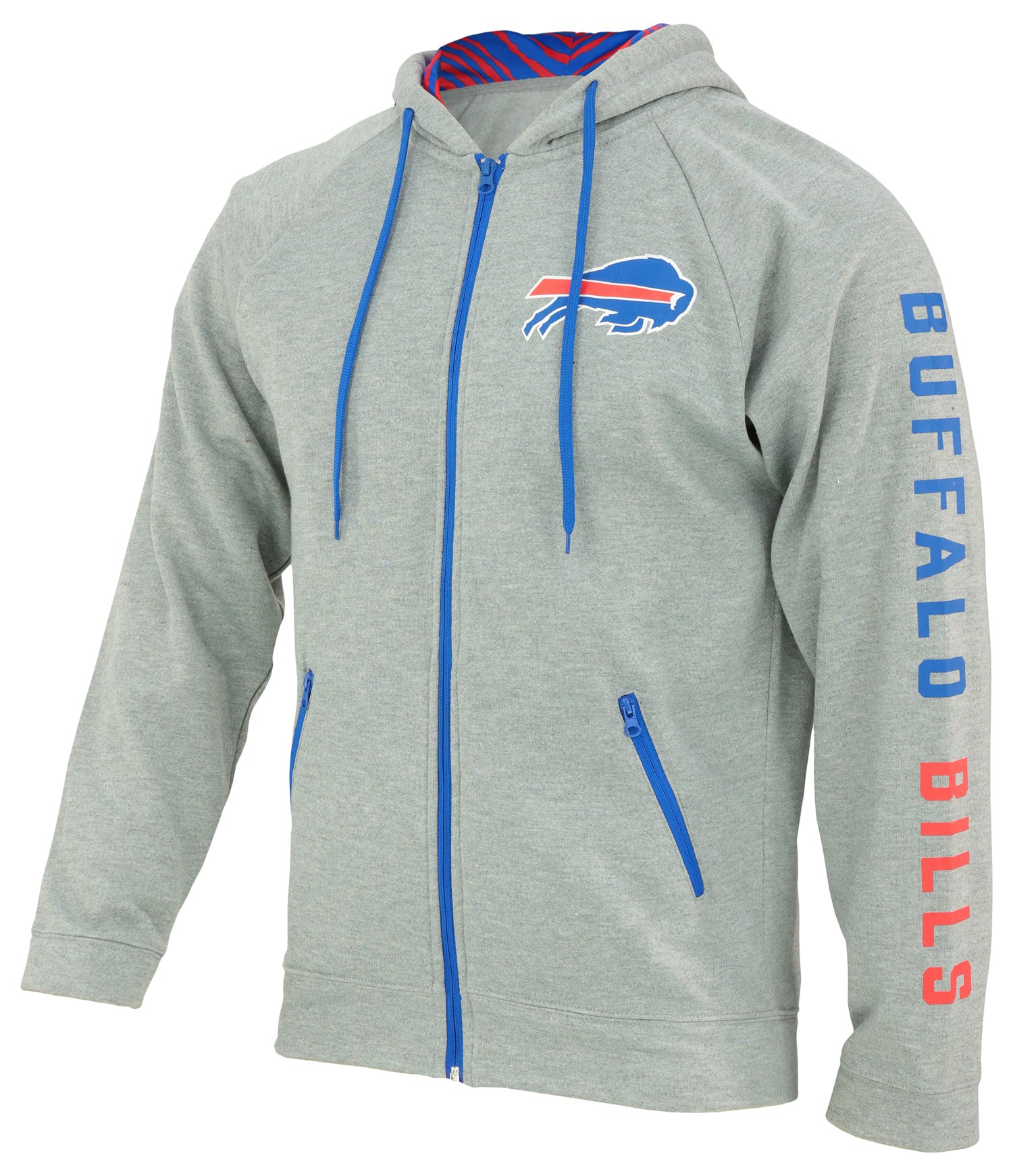 Zubaz NFL Men's Standard Heather Gray Full Zip Hoodie Buffalo Bills - Official NFL Bills Zubaz Apparel (1 of 2)