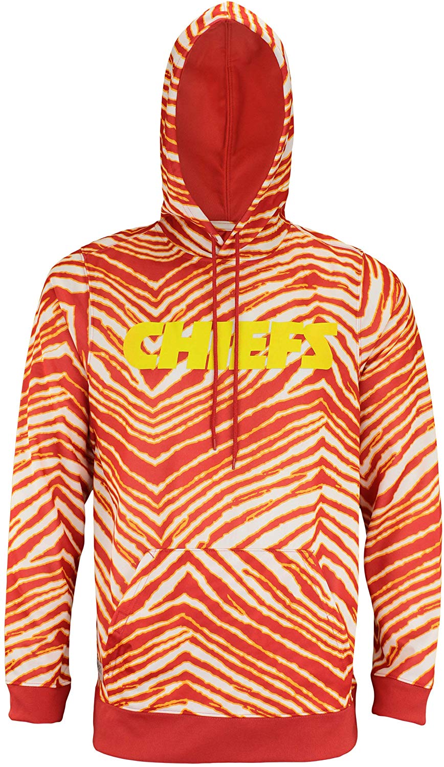 Zubaz NFL Football Men's Kansas City Chiefs Zebra Print Touchdown Hoodie