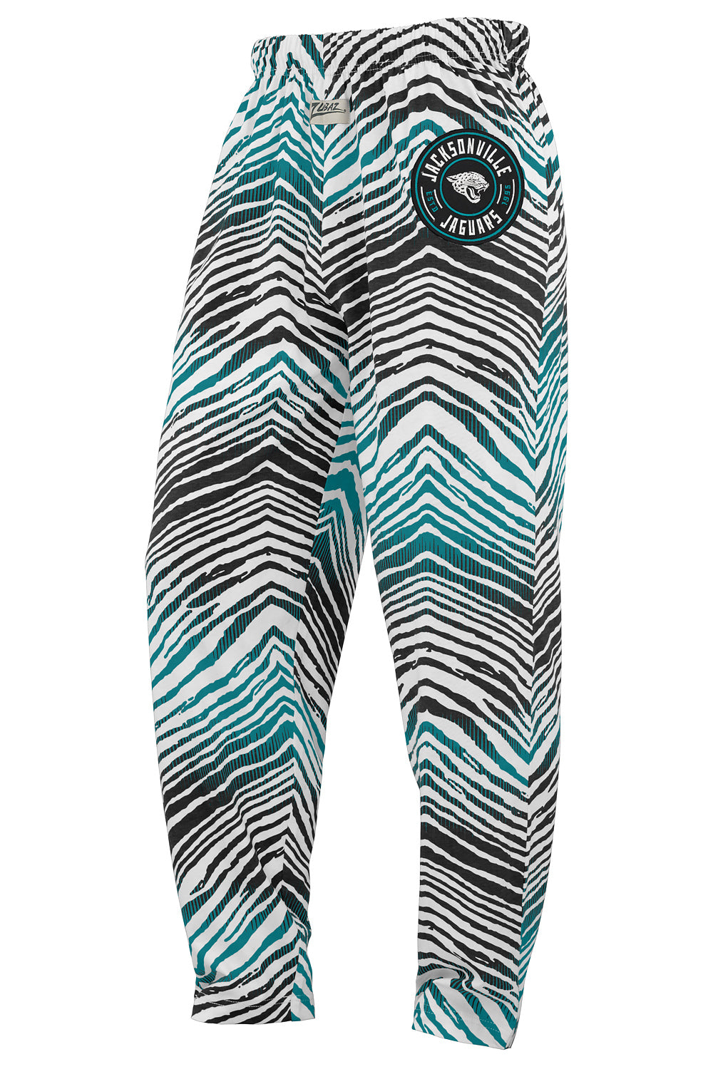 Zubaz NFL Adult Unisex Z88 Embroidered Zebra Ombre TMC Pants, Jacksonville Jaguars