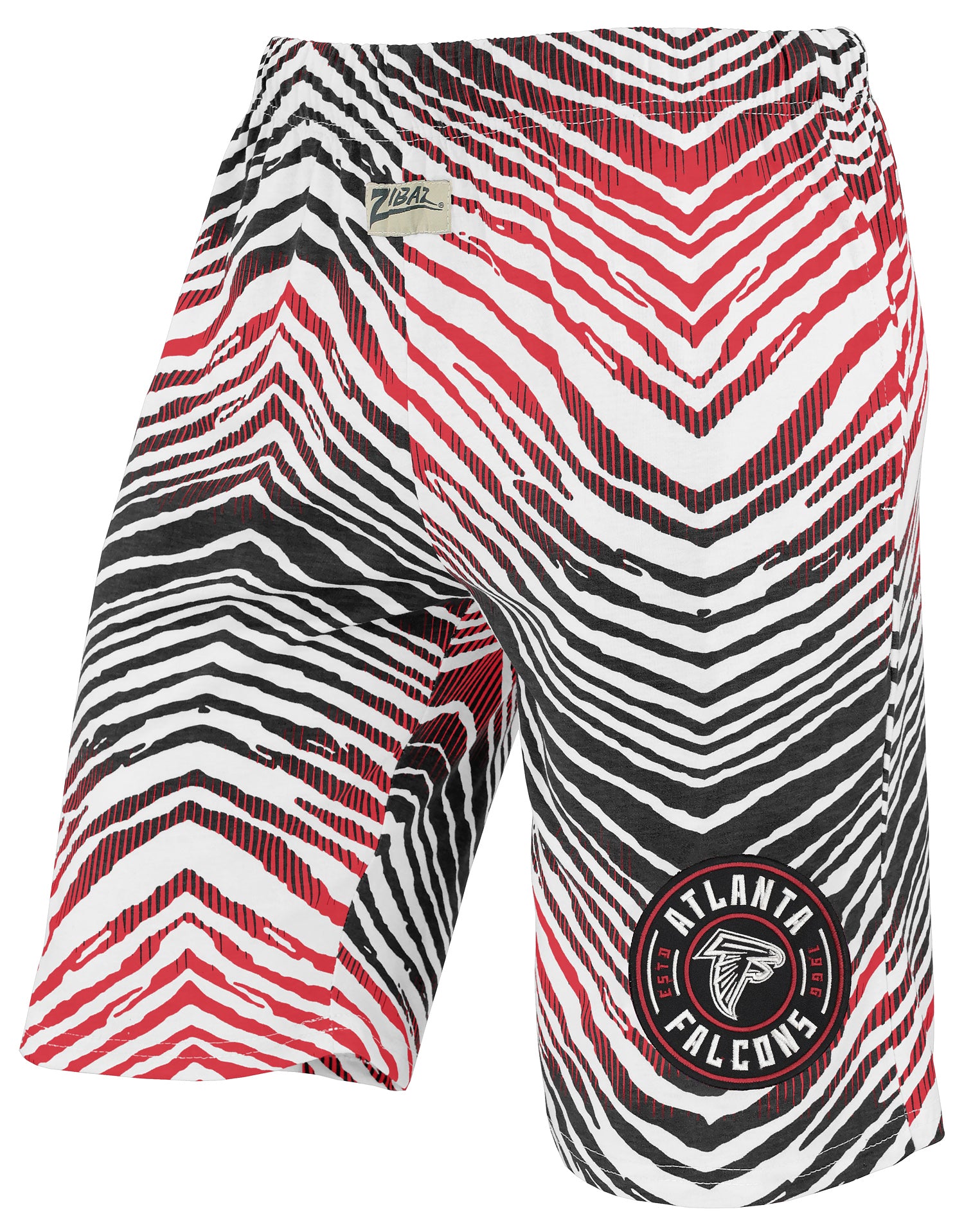 Zubaz NFL Adult Unisex Z88 Embroidered Zebra Ombre TMC Shorts, Atlanta Falcons