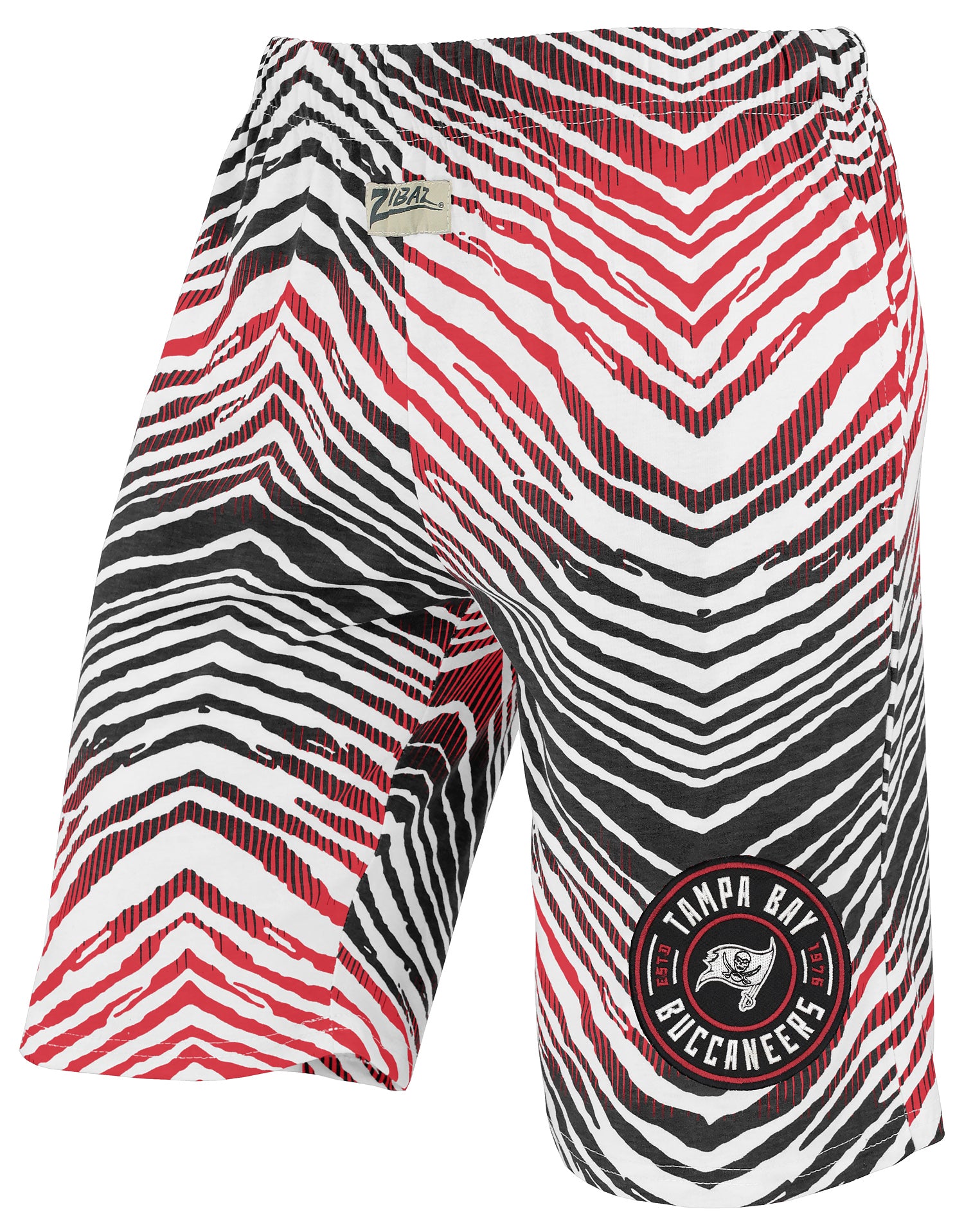 Zubaz NFL Adult Unisex Z88 Embroidered Zebra Ombre TMC Shorts, Tampa Bay Buccaneers