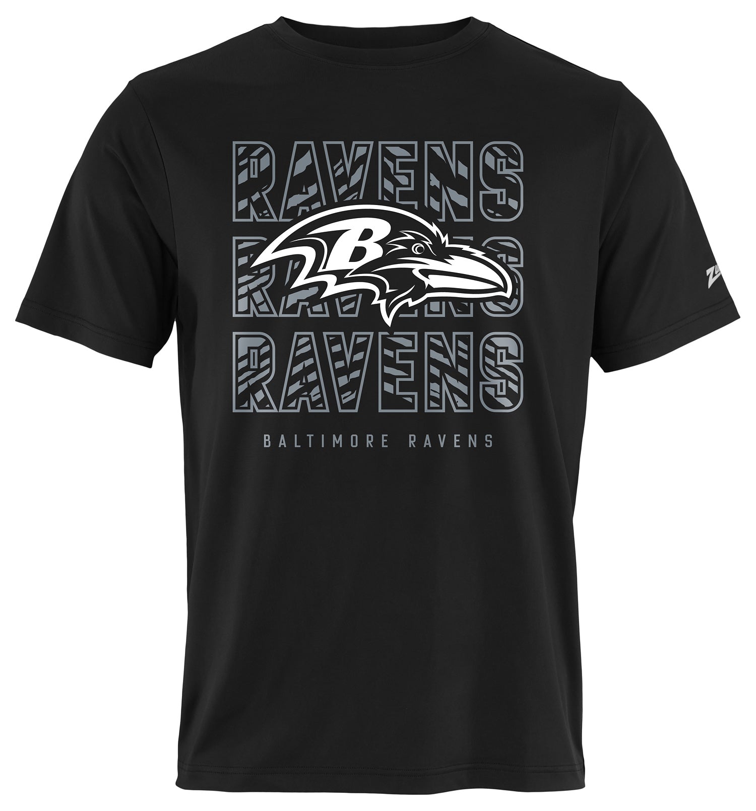 Zubaz NFL Men's Repeat Play Black Short Sleeve T-Shirt, Baltimore Ravens