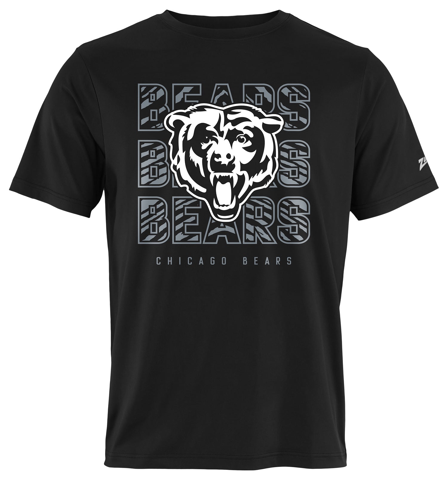 Zubaz NFL Men's Repeat Play Black Short Sleeve T-Shirt, Chicago Bears