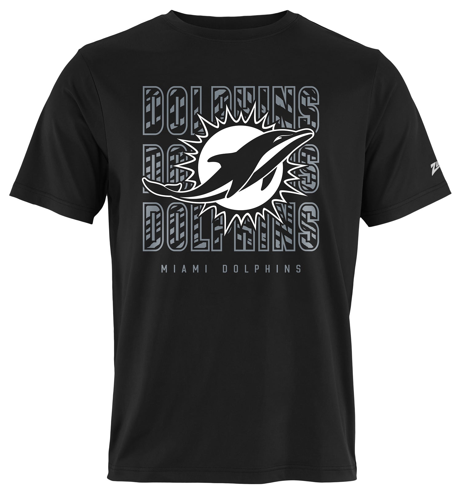 Zubaz NFL Men's Repeat Play Black Short Sleeve T-Shirt, Miami Dolphins