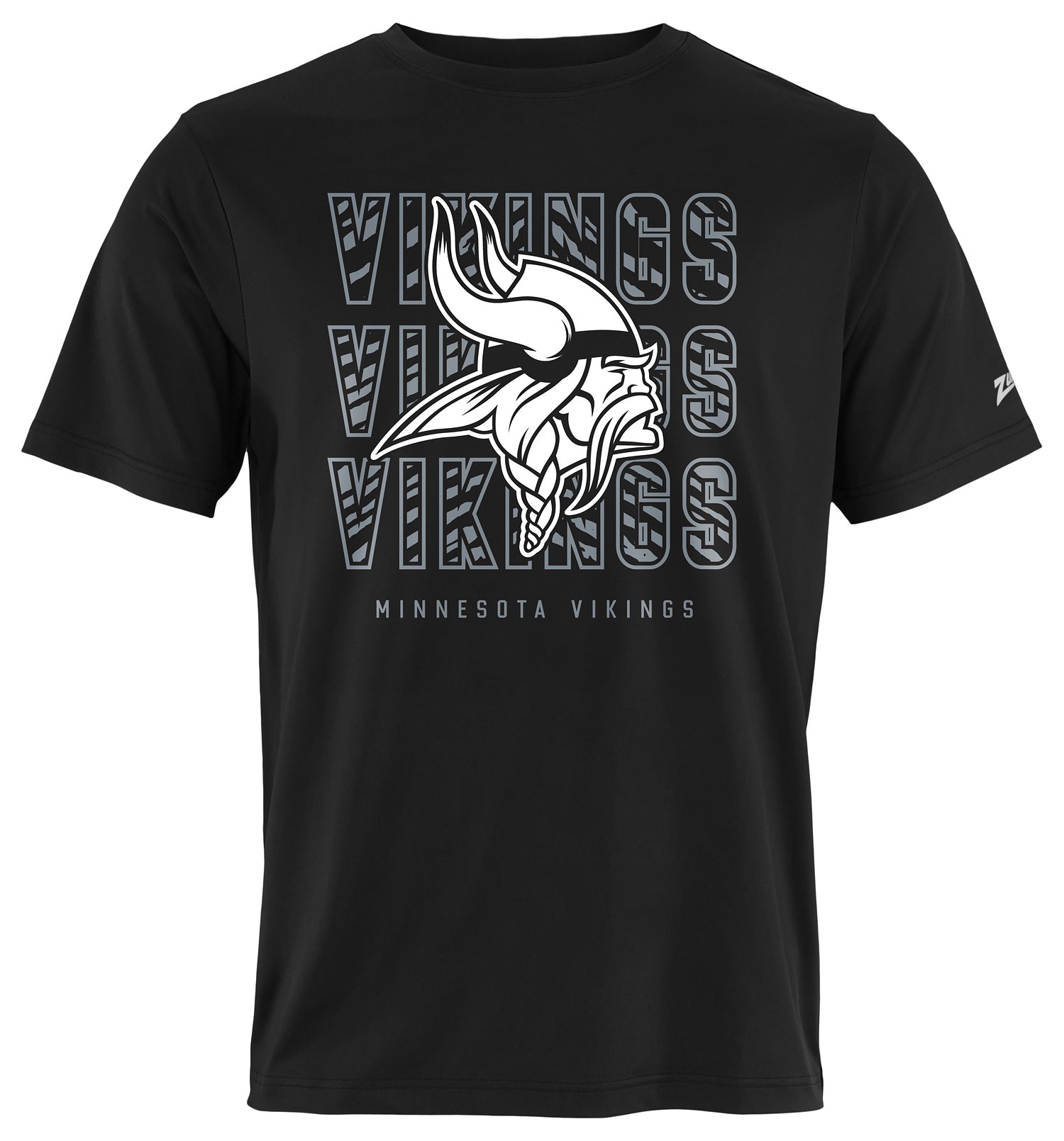 Zubaz NFL Men's Repeat Play Black Short Sleeve T-Shirt, Minnesota Vikings