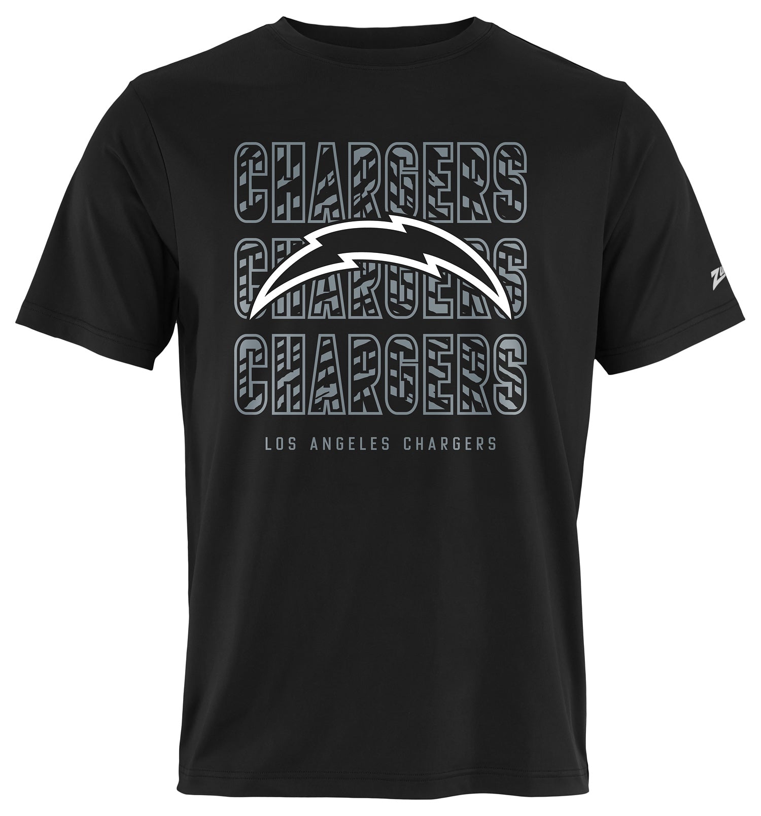Zubaz NFL Men's Repeat Play Black Short Sleeve T-Shirt, Los Angeles Chargers
