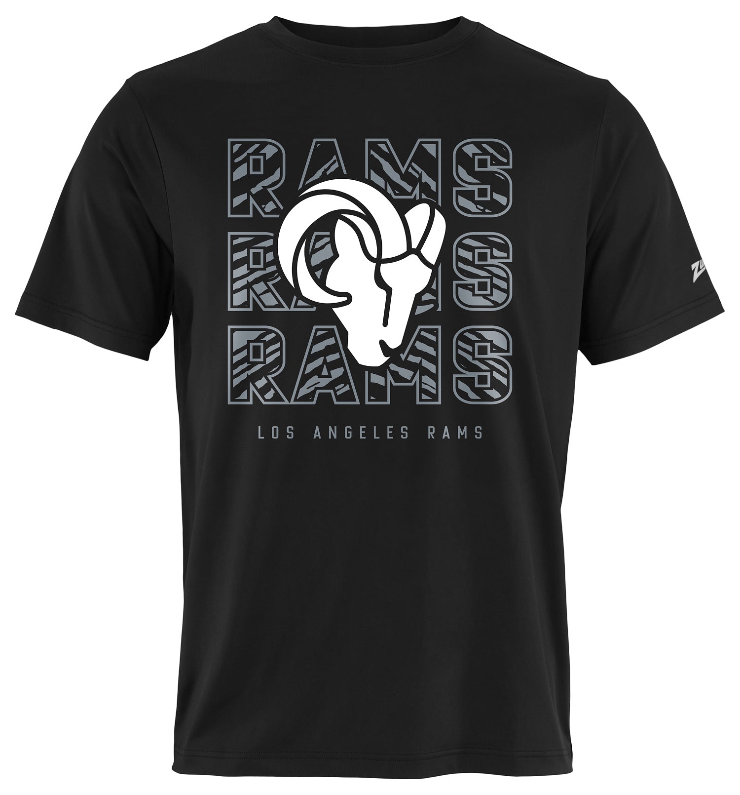 Zubaz NFL Men's Repeat Play Black Short Sleeve T-Shirt, Los Angeles Rams