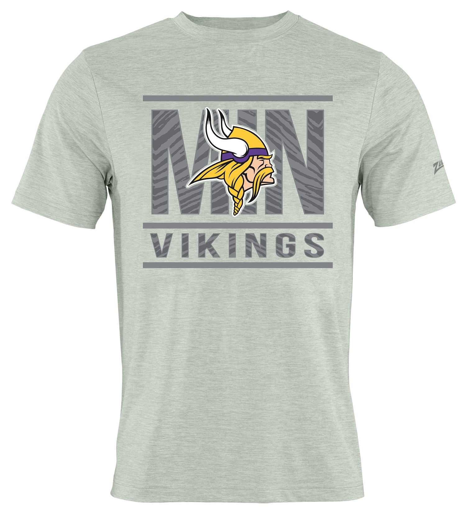 Zubaz NFL Men's Goal Line Heather Gray Short Sleeve T-Shirt, Minnesota Vikings