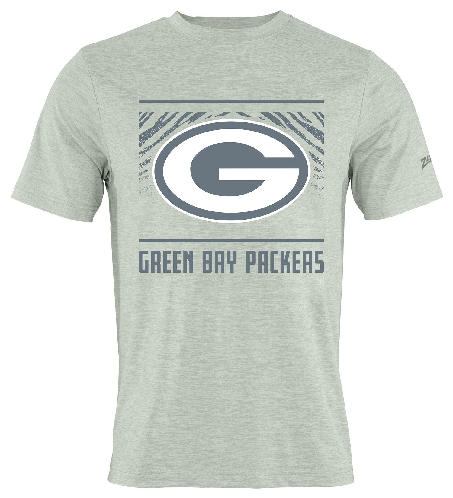 Zubaz NFL Men's Tunnel Heather Gray Short Sleeve T-Shirt, Green Bay Packers