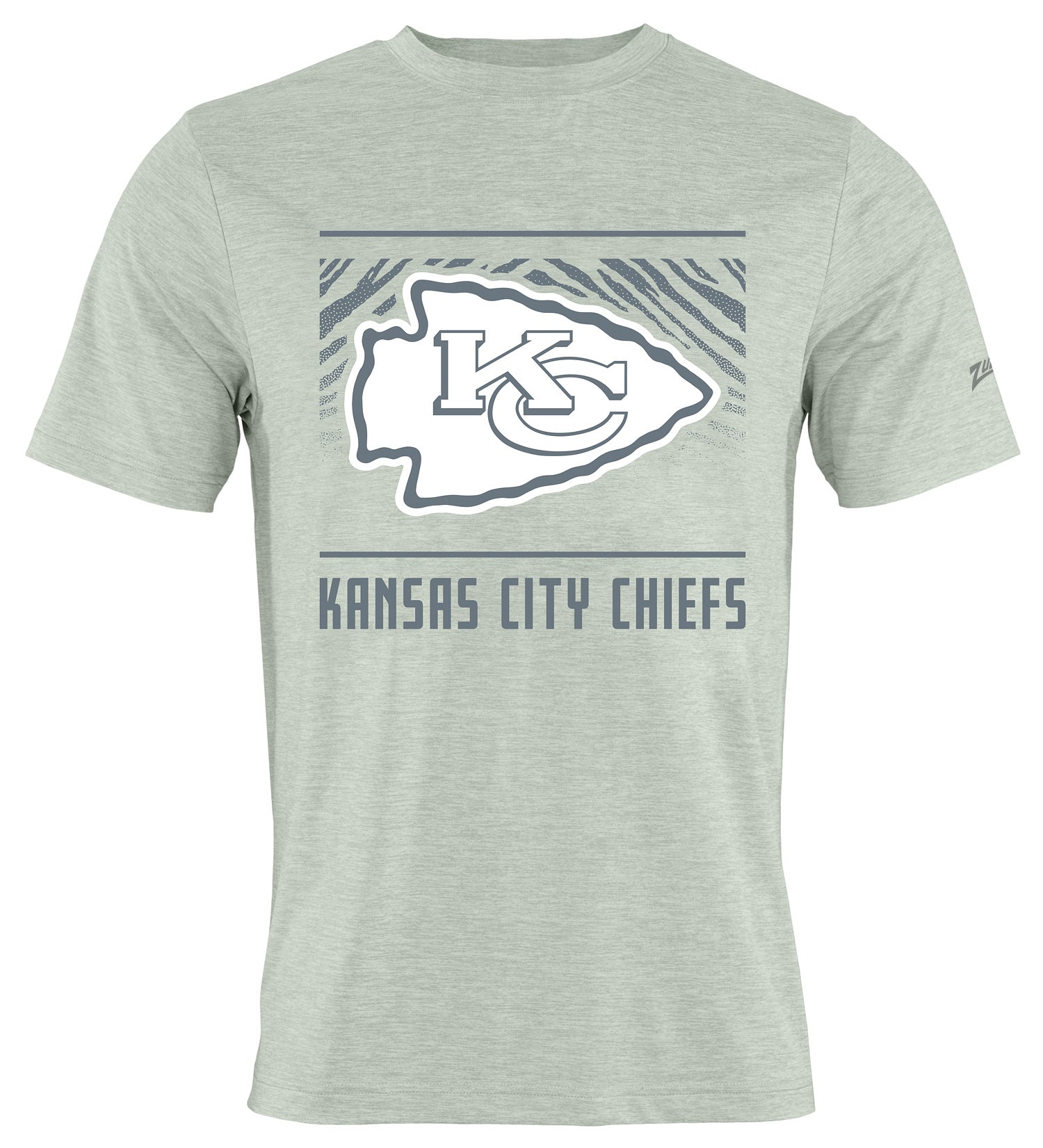 Zubaz NFL Men's Tunnel Heather Gray Short Sleeve T-Shirt, Kansas City Chiefs