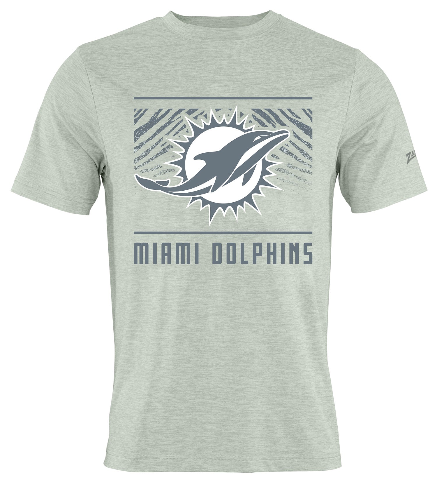 Zubaz NFL Men's Tunnel Heather Gray Short Sleeve T-Shirt, Miami Dolphins - Official NFL Dolphins Zubaz Apparel (1 of 4)