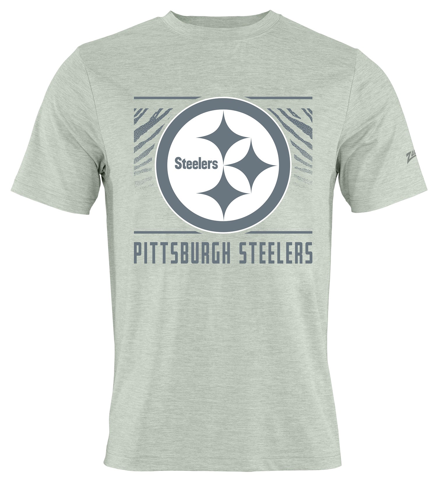 Zubaz NFL Men's Tunnel Heather Gray Short Sleeve T-Shirt, Pittsburgh Steelers