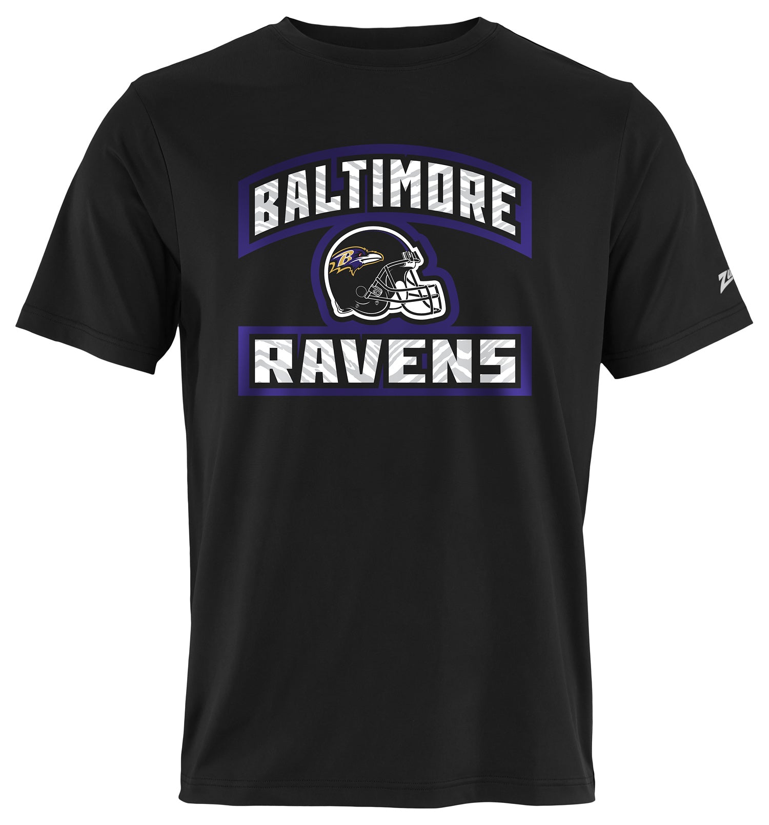 Zubaz NFL Men's Helmet Outline Black Short Sleeve T-Shirt, Baltimore Ravens