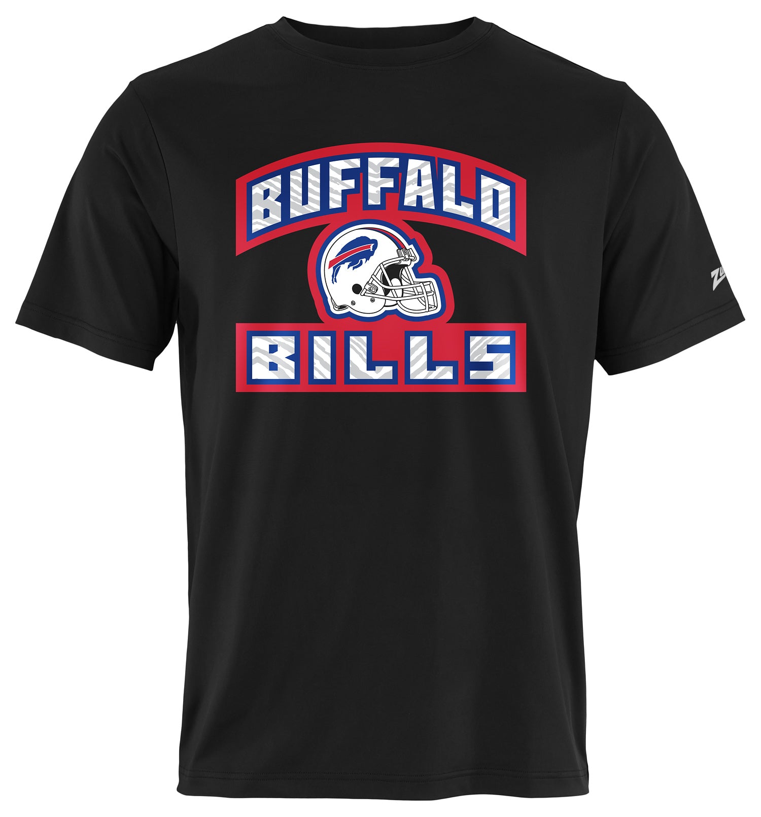 Zubaz NFL Men's Helmet Outline Black Short Sleeve T-Shirt, Buffalo Bills