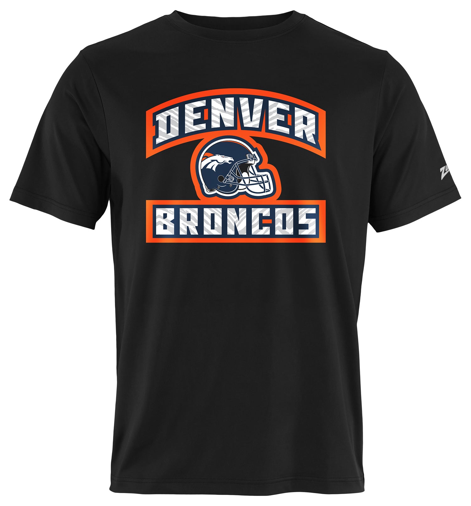 Zubaz NFL Men's Helmet Outline Black Short Sleeve T-Shirt, Denver Broncos
