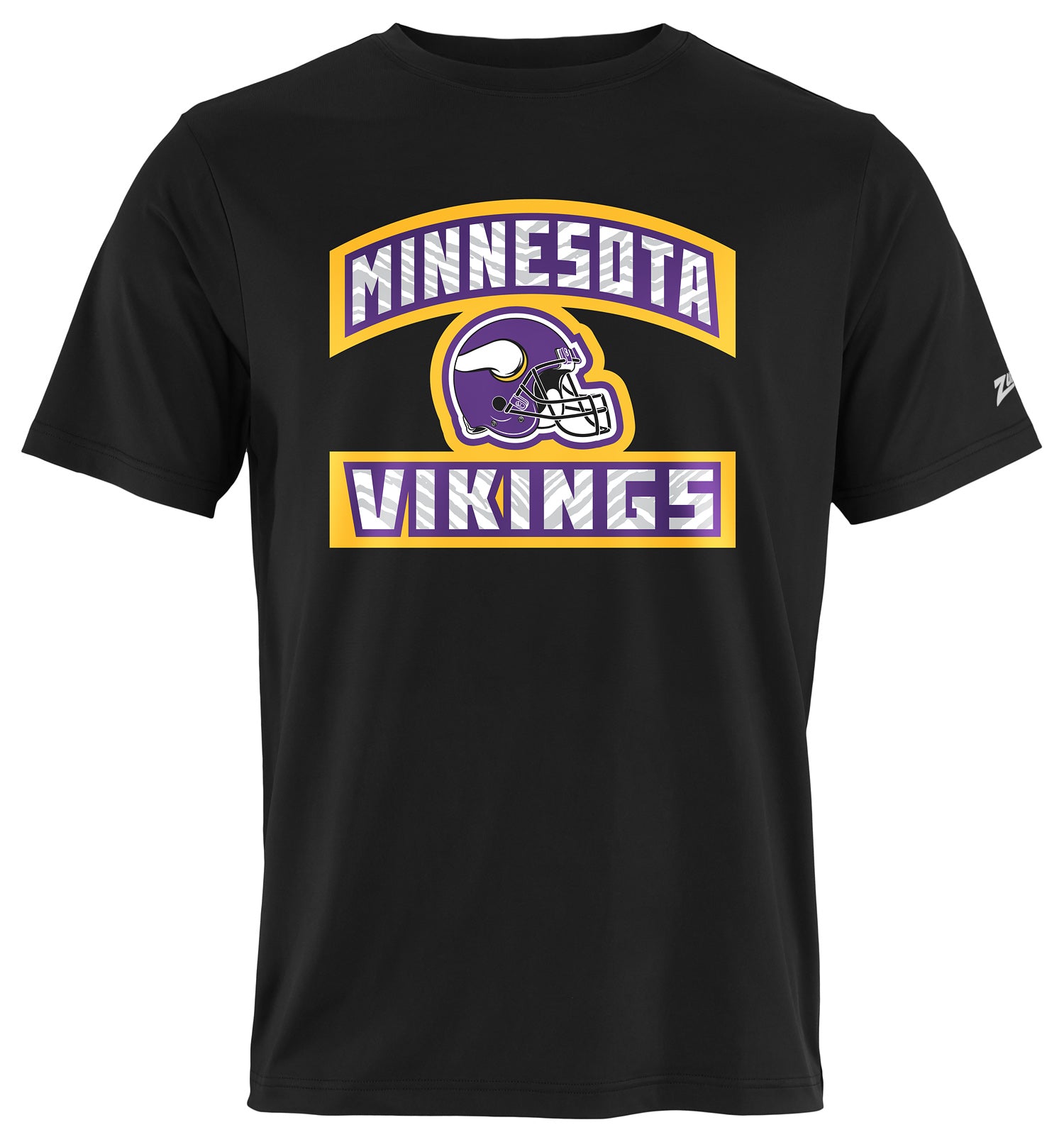 Zubaz NFL Men's Helmet Outline Black Short Sleeve T-Shirt, Minnesota Vikings
