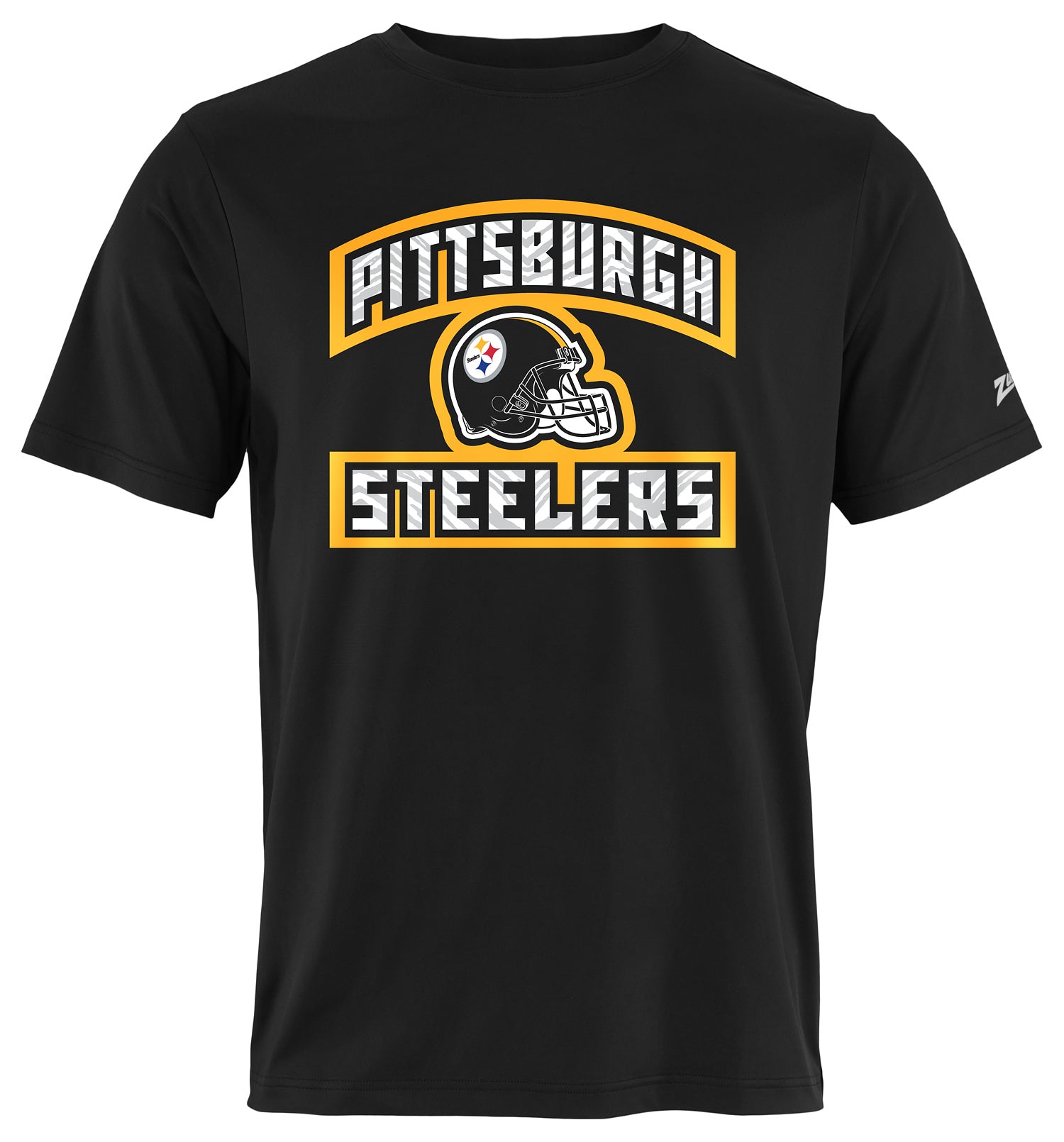 Zubaz NFL Men's Helmet Outline Black Short Sleeve T-Shirt, Pittsburgh Steelers