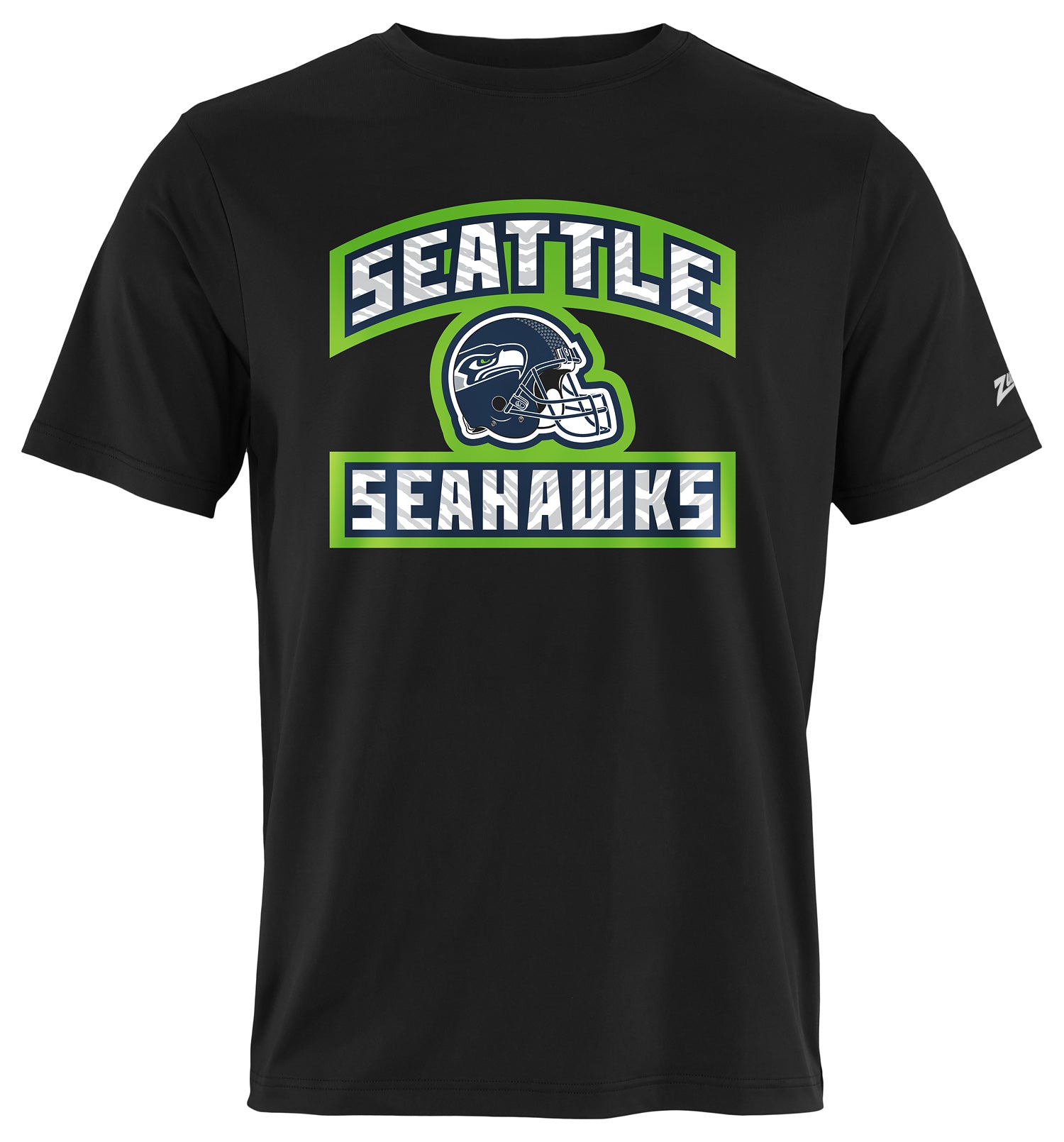 Zubaz NFL Men's Helmet Outline Black Short Sleeve T-Shirt, Seattle Seahawks - Official NFL Seahawks Zubaz Apparel (1 of 2)